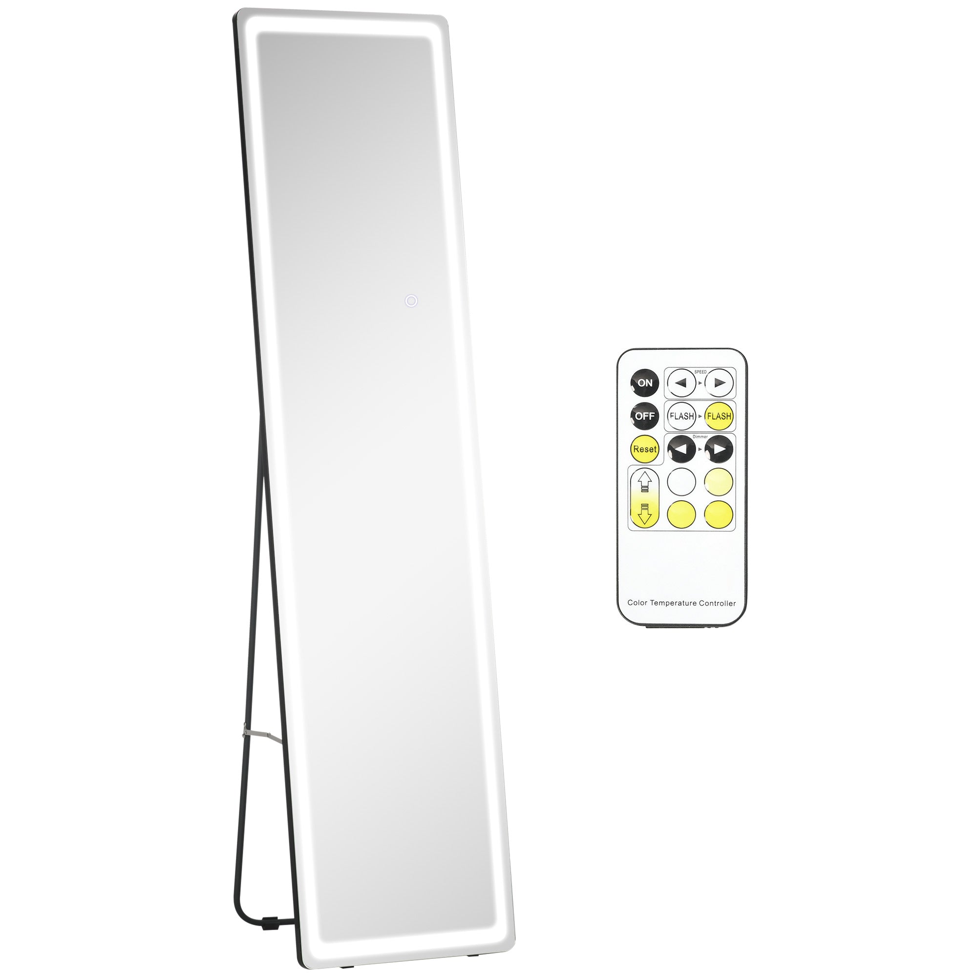 Miroir sur pied rectangulaire miroir mural lumière LED - intensité et couleur réglable avec télécommande - 40 x 37 x 157,5H cm