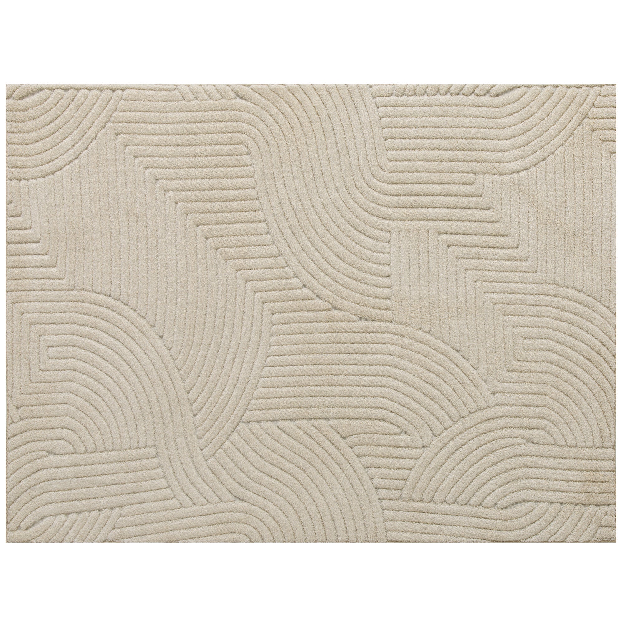 Tapis salon 230 x 160 cm, tapis à poils épais géométrique, moelleux et antidérapant, style moderne, pour salon, chambre à coucher, bureau, crème