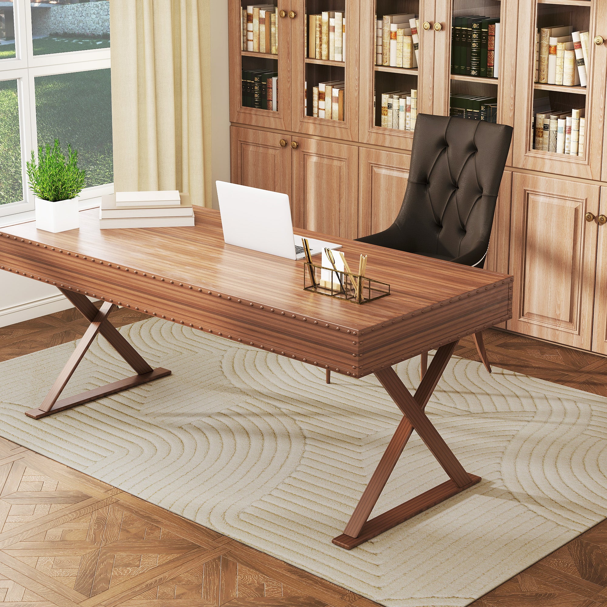 Tapis salon 230 x 160 cm, tapis à poils épais géométrique, moelleux et antidérapant, style moderne, pour salon, chambre à coucher, bureau, crème