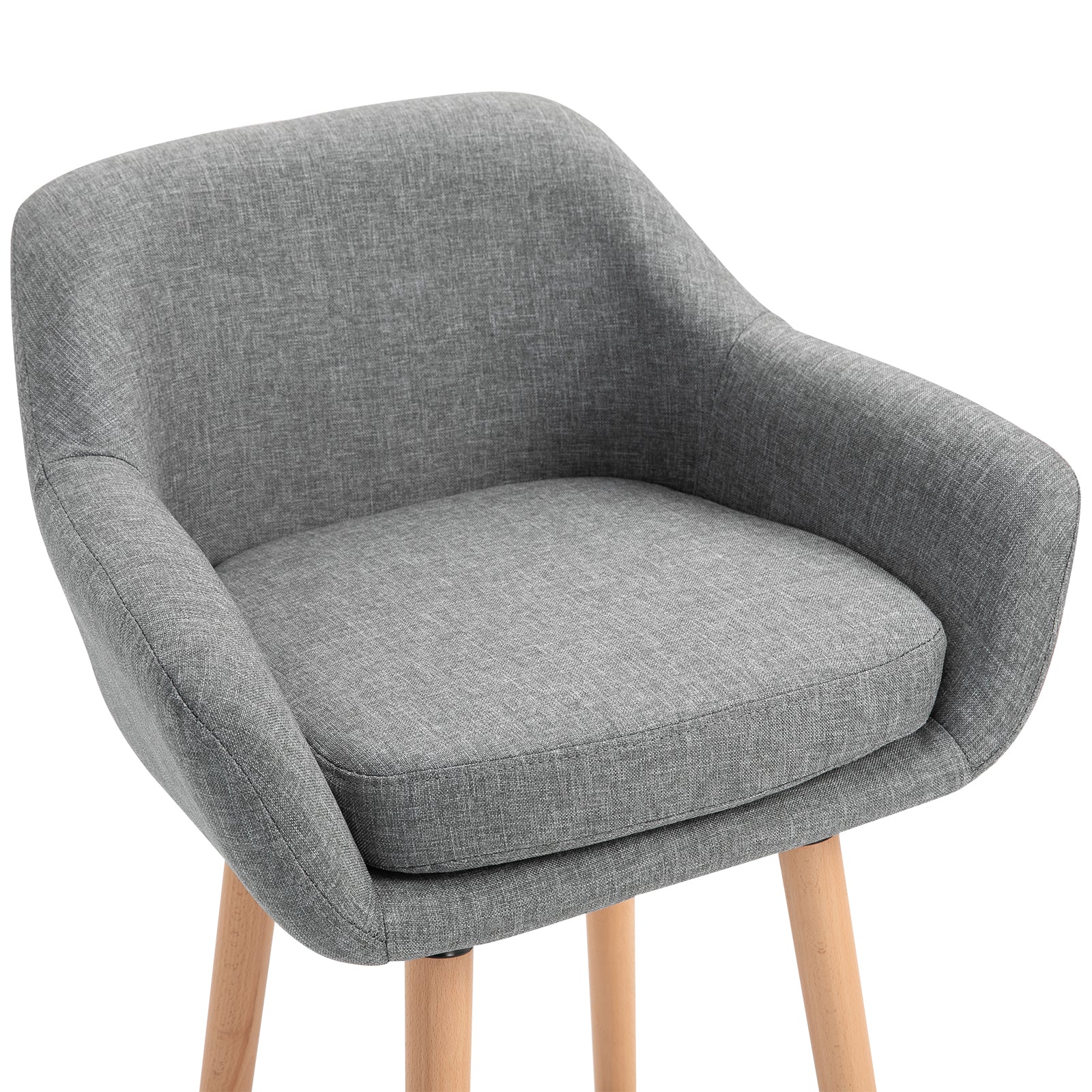 Tabourets de Bar Design scandinave - Lot de 2 tabourets de Bar Grand Confort avec Repose-Pieds et accoudoirs - Bois massif Lin Gris foncé