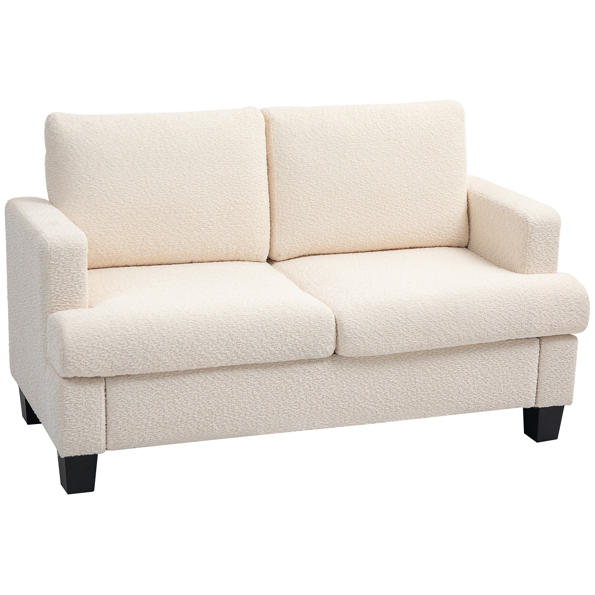 Canapé 2 places canapé de salon 140 cm style moderne avec coussins de dossier amovibles et accoudoirs, mini sofa pour chambre, appartement, petit espace, beige