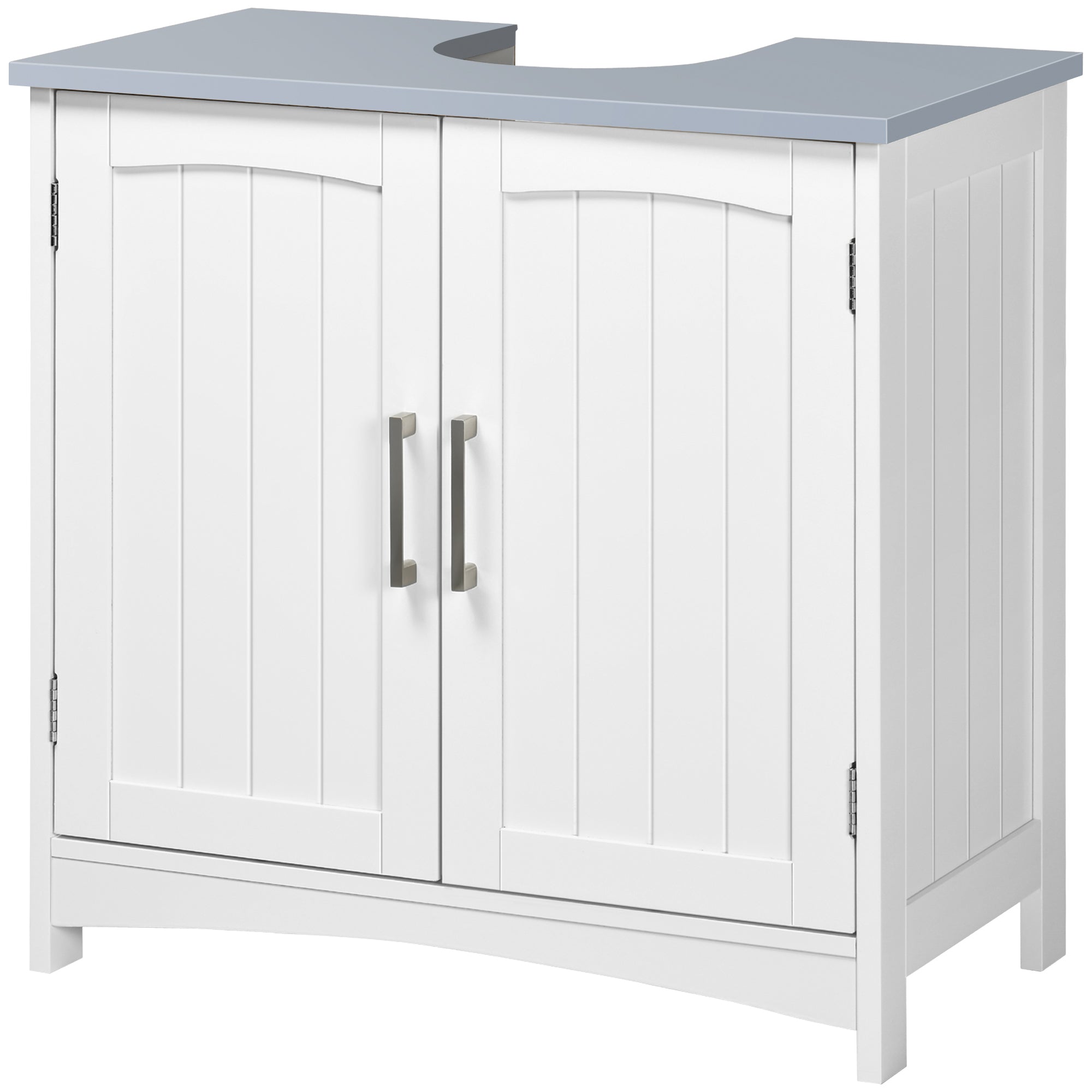 Meuble salle de bain sous lavabo, meuble sous lavabo avec double portes, étagère réglable, 60 x 33 x 60 cm, blanc