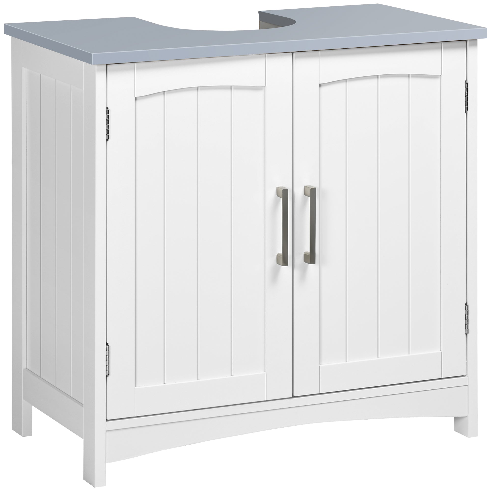 Meuble salle de bain sous lavabo, meuble sous lavabo avec double portes, étagère réglable, 60 x 33 x 60 cm, blanc