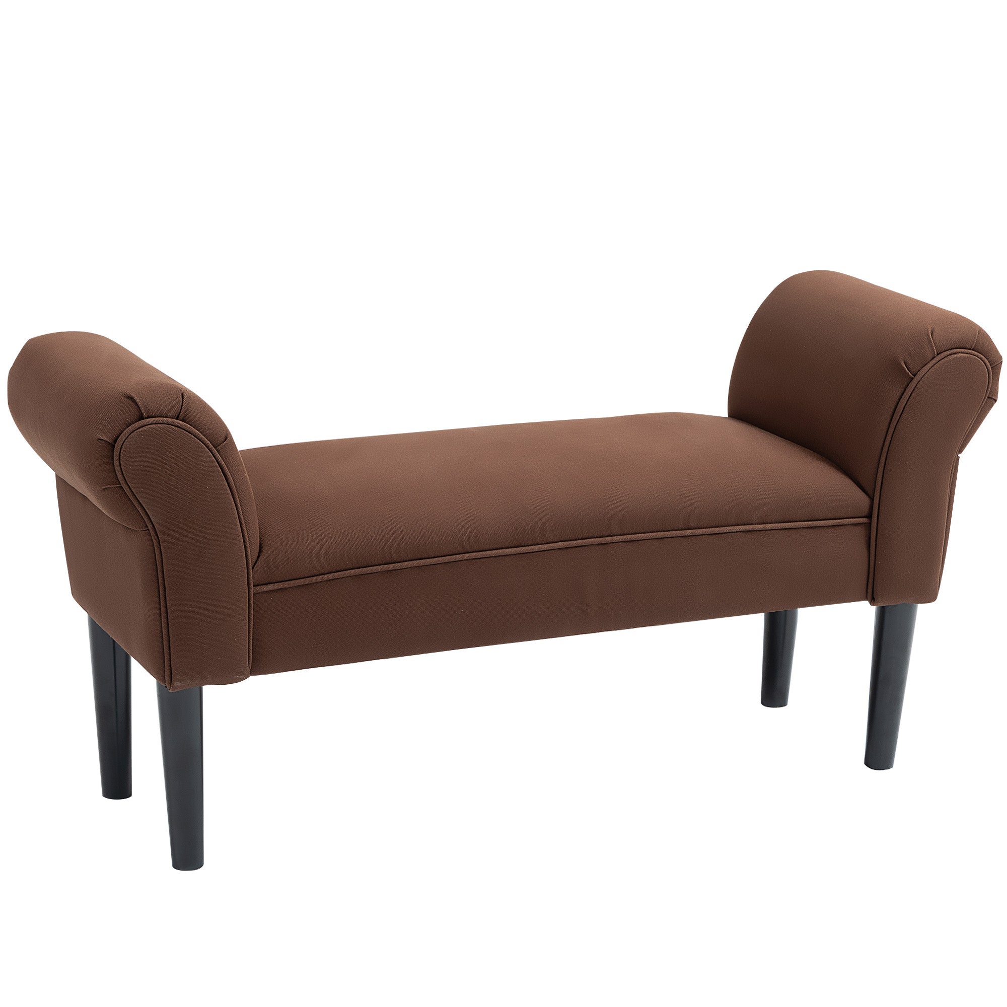 Banc Entrée Bout de Lit Rembourré pour Chambre à Coucher, Tissu à Voile, Marron, 102 x 36 x 51 cm