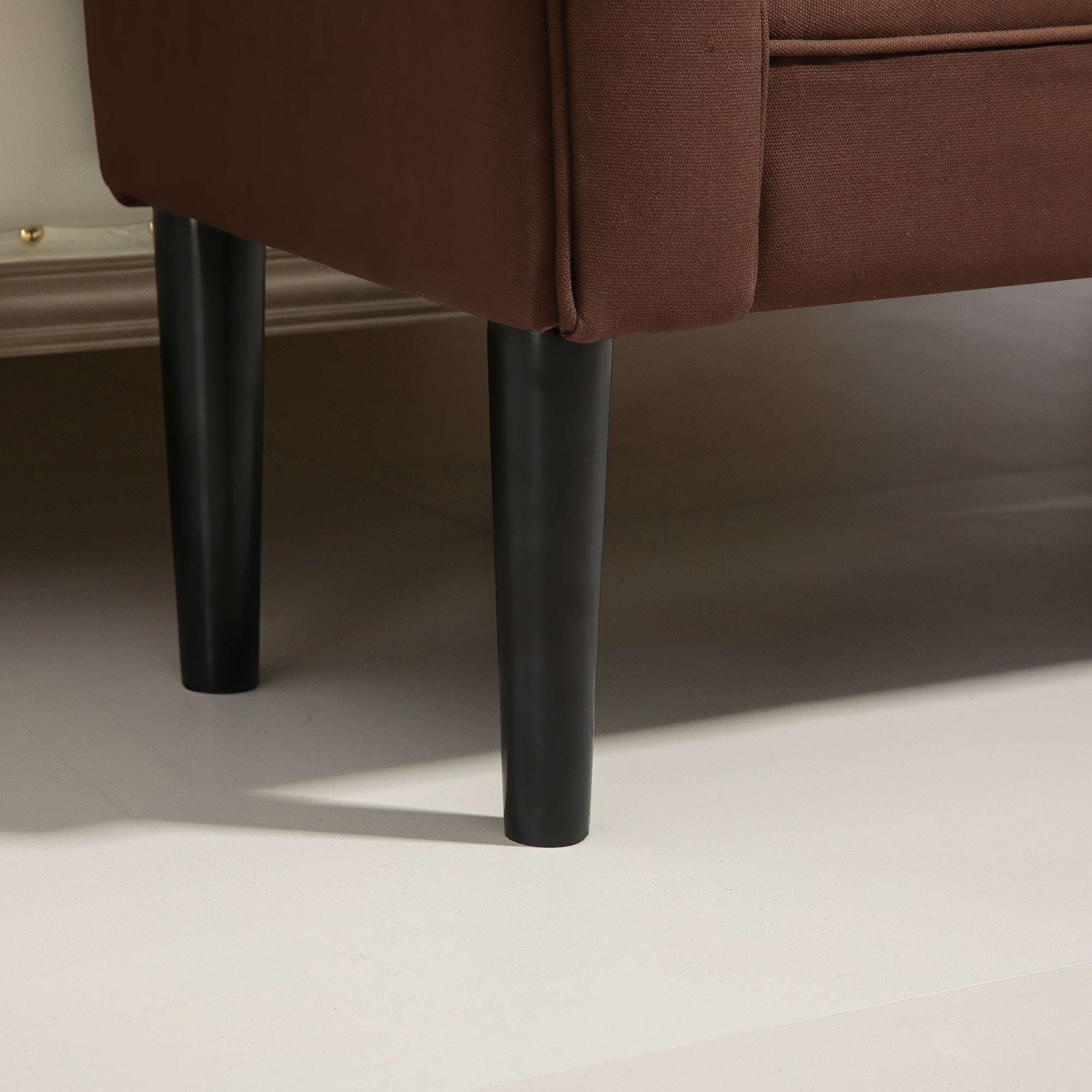 Banc Entrée Bout de Lit Rembourré pour Chambre à Coucher, Tissu à Voile, Marron, 102 x 36 x 51 cm