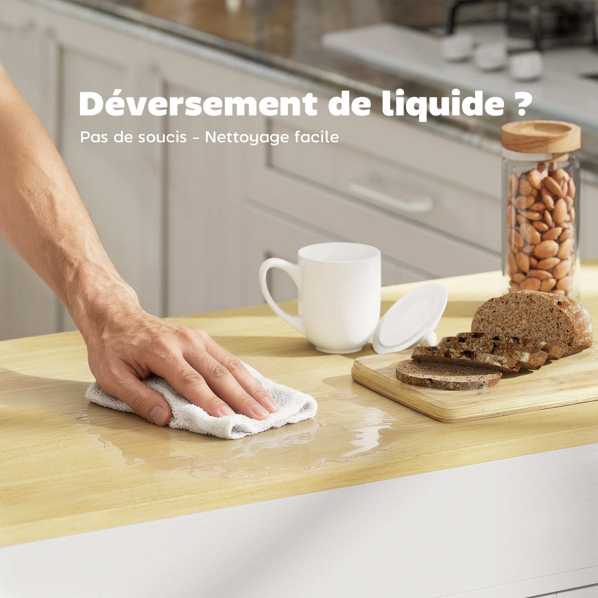 Îlot Central Cuisine avec Plateau Extensible, Desserte de Cuisine sur Roulettes avec 2 Tiroirs, 4 Portes, Porte-Serviettes et Porte-Épices, Style Rustique,127,2-189,2 x 50 x 87,8 cm, Blanc