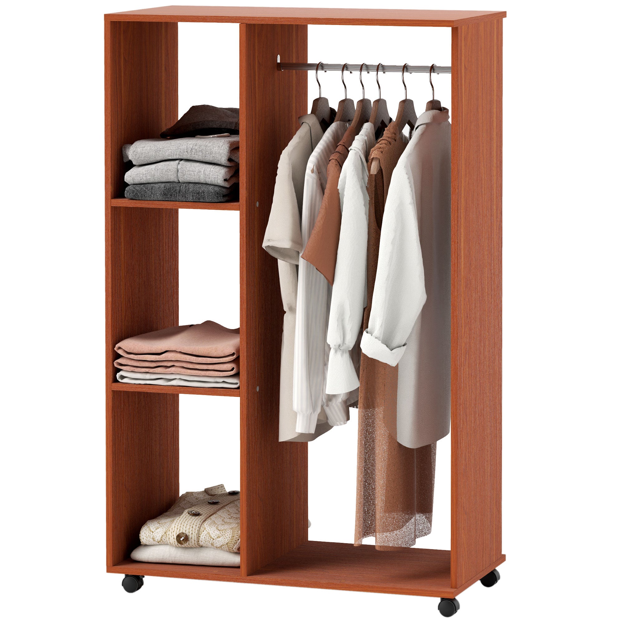 Armoire penderie Armoire de Rangement Mobile Panneaux de Particules Coloris Noyer