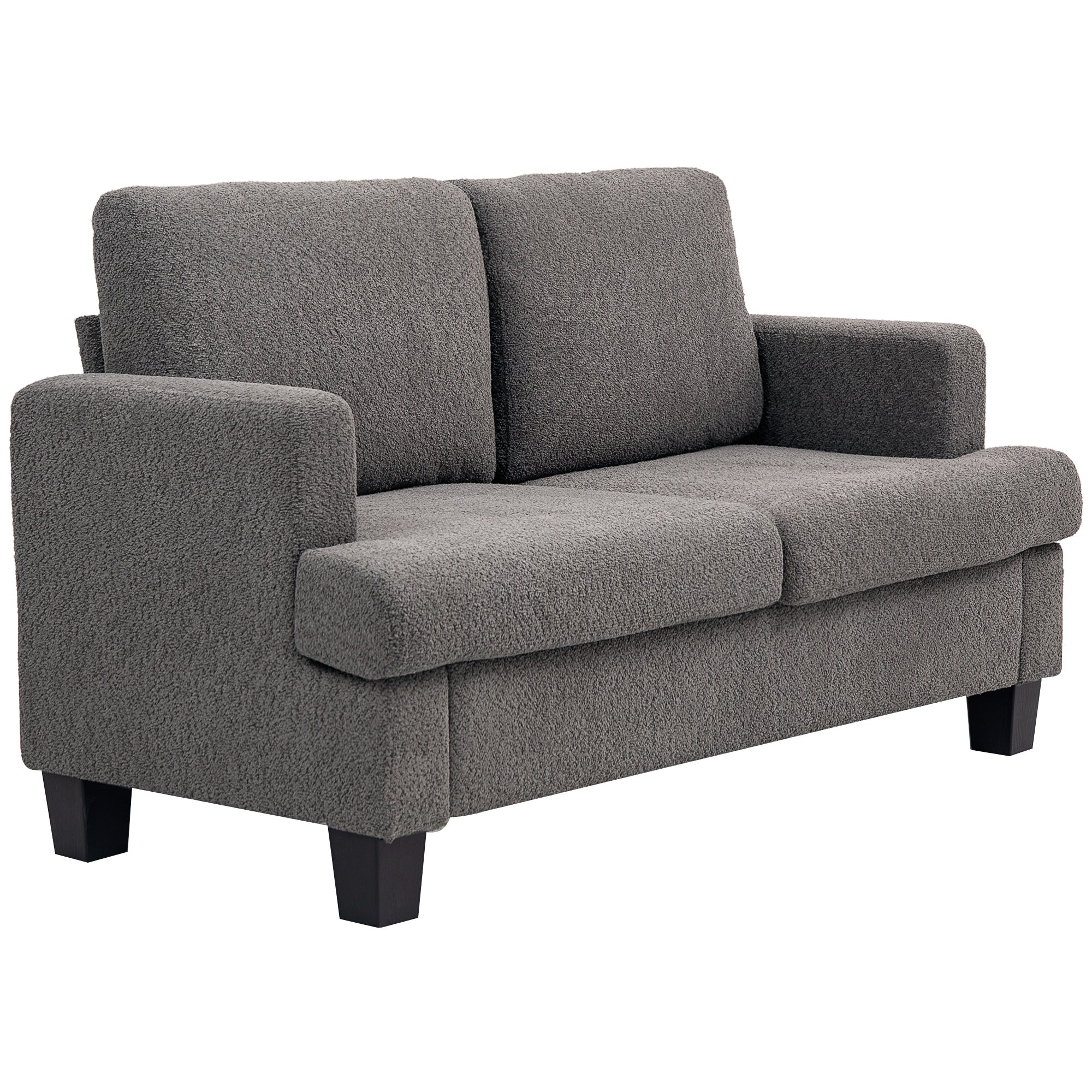 Canapé 2 places canapé de salon 140 cm style moderne avec coussins de dossier amovibles et accoudoirs, mini sofa pour chambre, appartement, petit espace, gris foncé