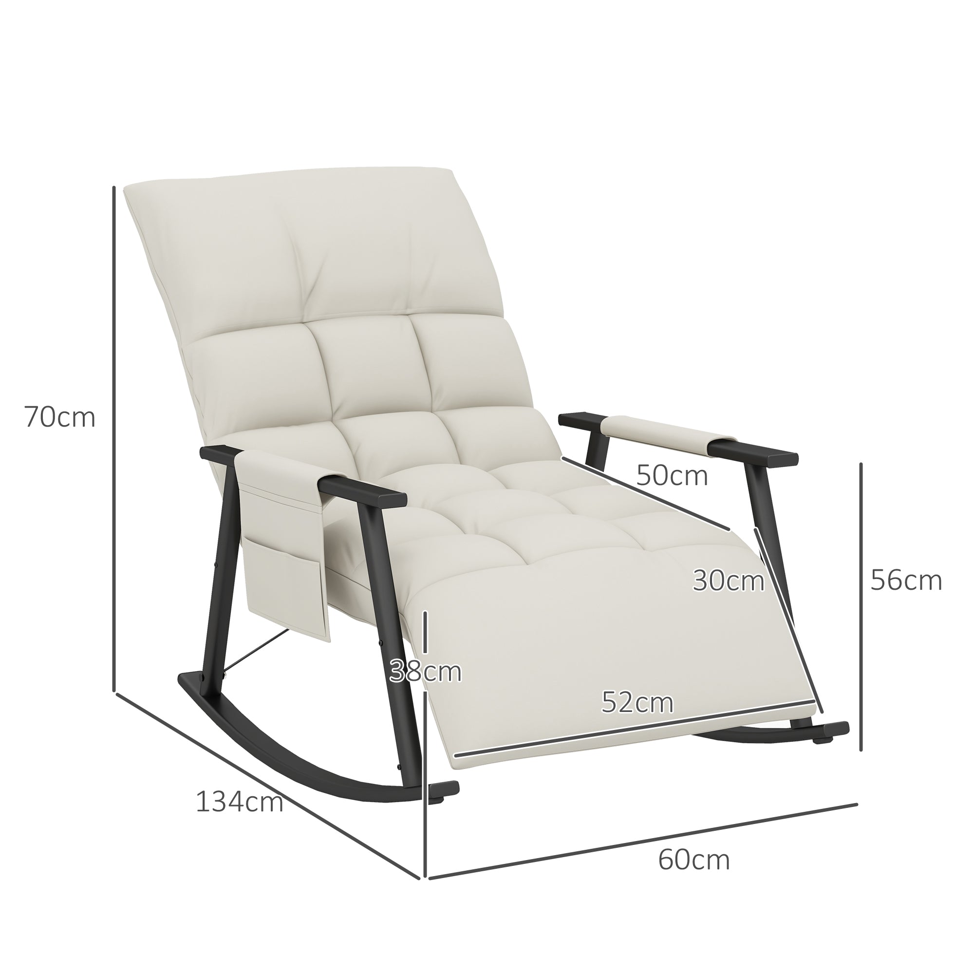 Fauteuil à bascule, fauteuil allaitement, repose-pieds réglable sur 4 positions, dossier réglable sur 5 positions, pour chambre, salon, capacité 120 kg, crème