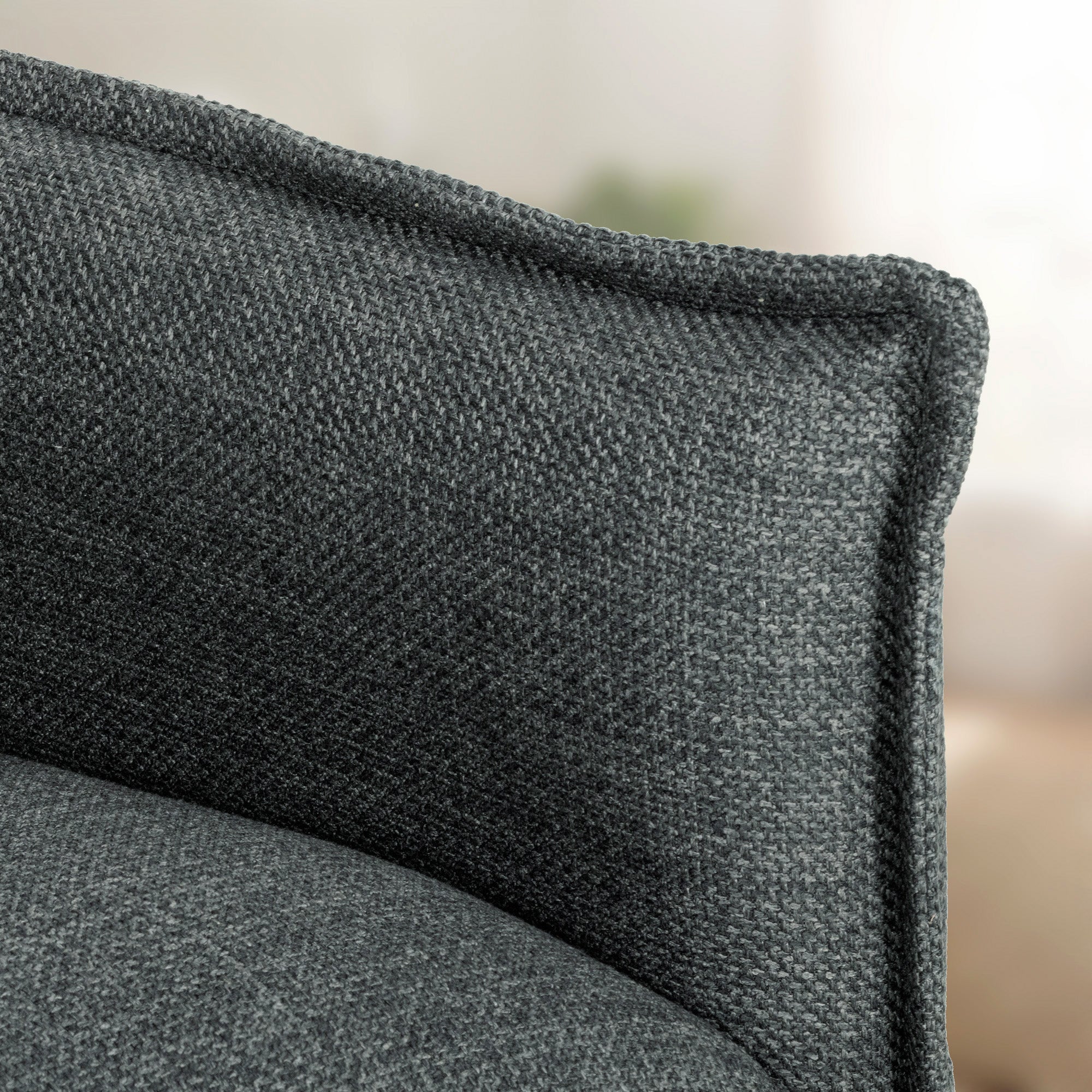 Canapé 2 places, canapé de salon moderne 131 cm avec assise rembourrée, coussins à ressorts, dossier épais et design capitonné, tissu en lin, pour chambre, appartement, petit espace, gris foncé