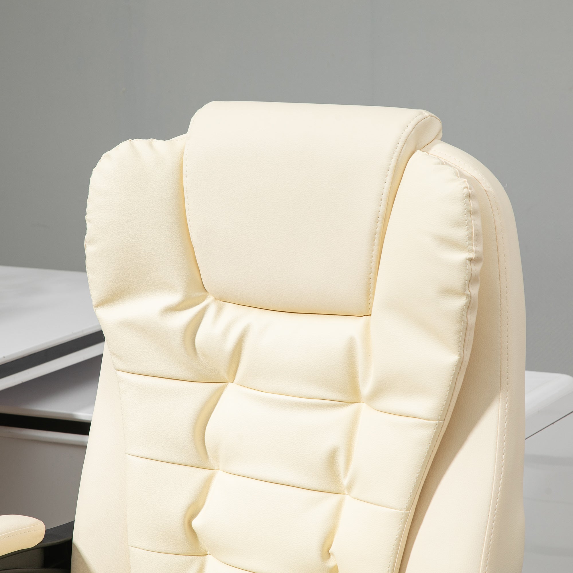Fauteuil de bureau fauteuil manager grand confort dossier inclinable roulettes PU 64,5 x 69 x 117 cm crème