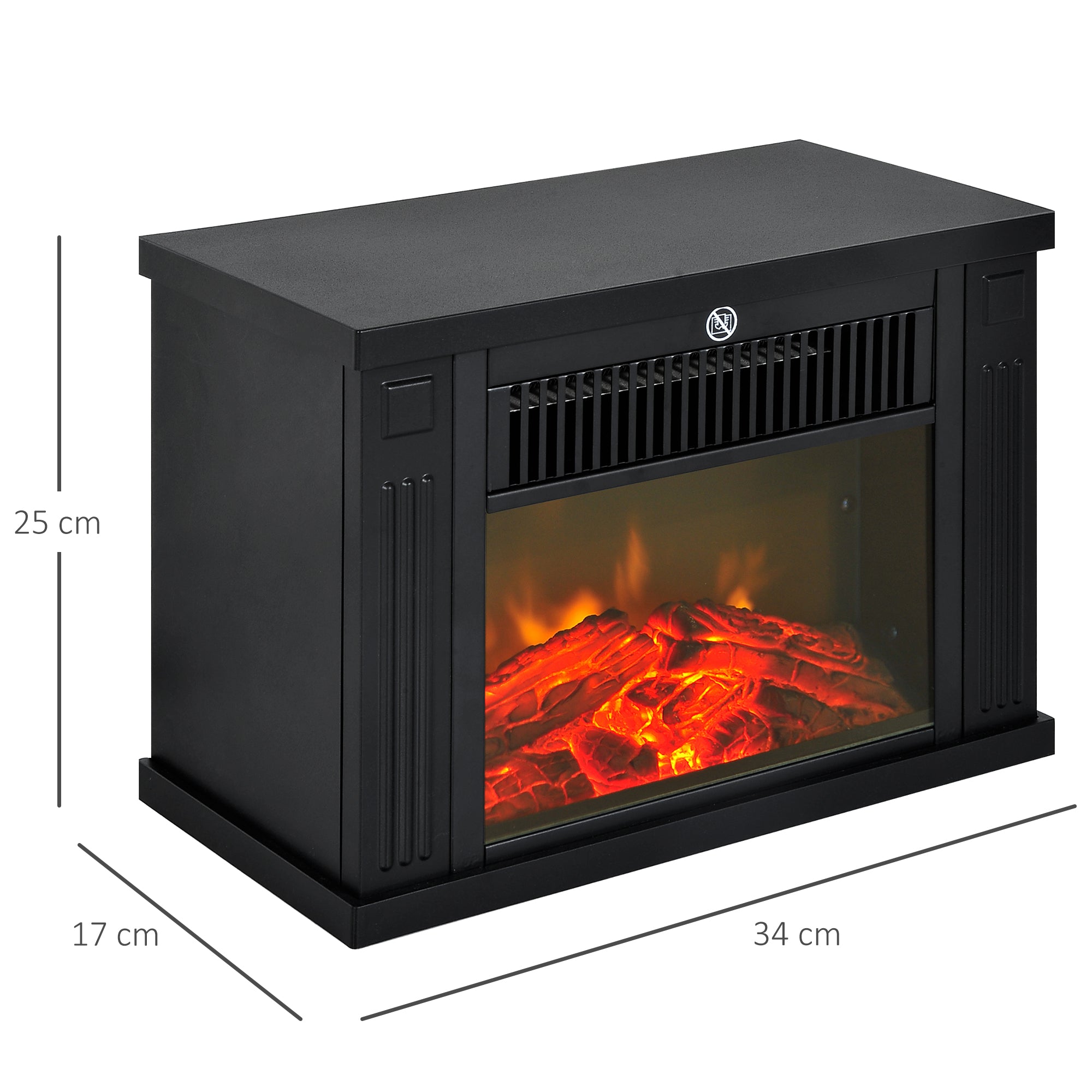 Cheminée électrique à Effet de Flamme poêle Style Contemporain Thermostat 600-1200 W Noir