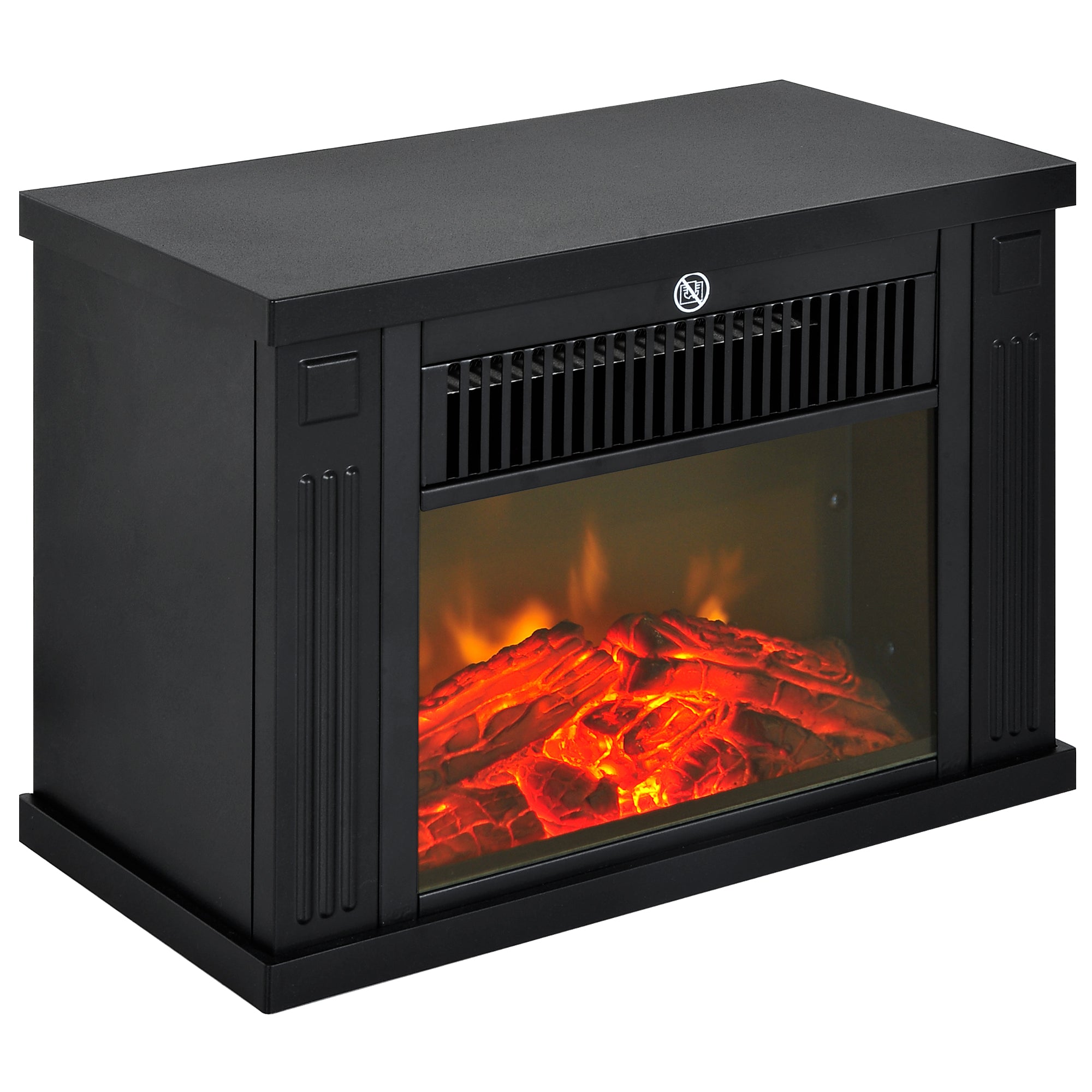 Cheminée électrique à Effet de Flamme poêle Style Contemporain Thermostat 600-1200 W Noir