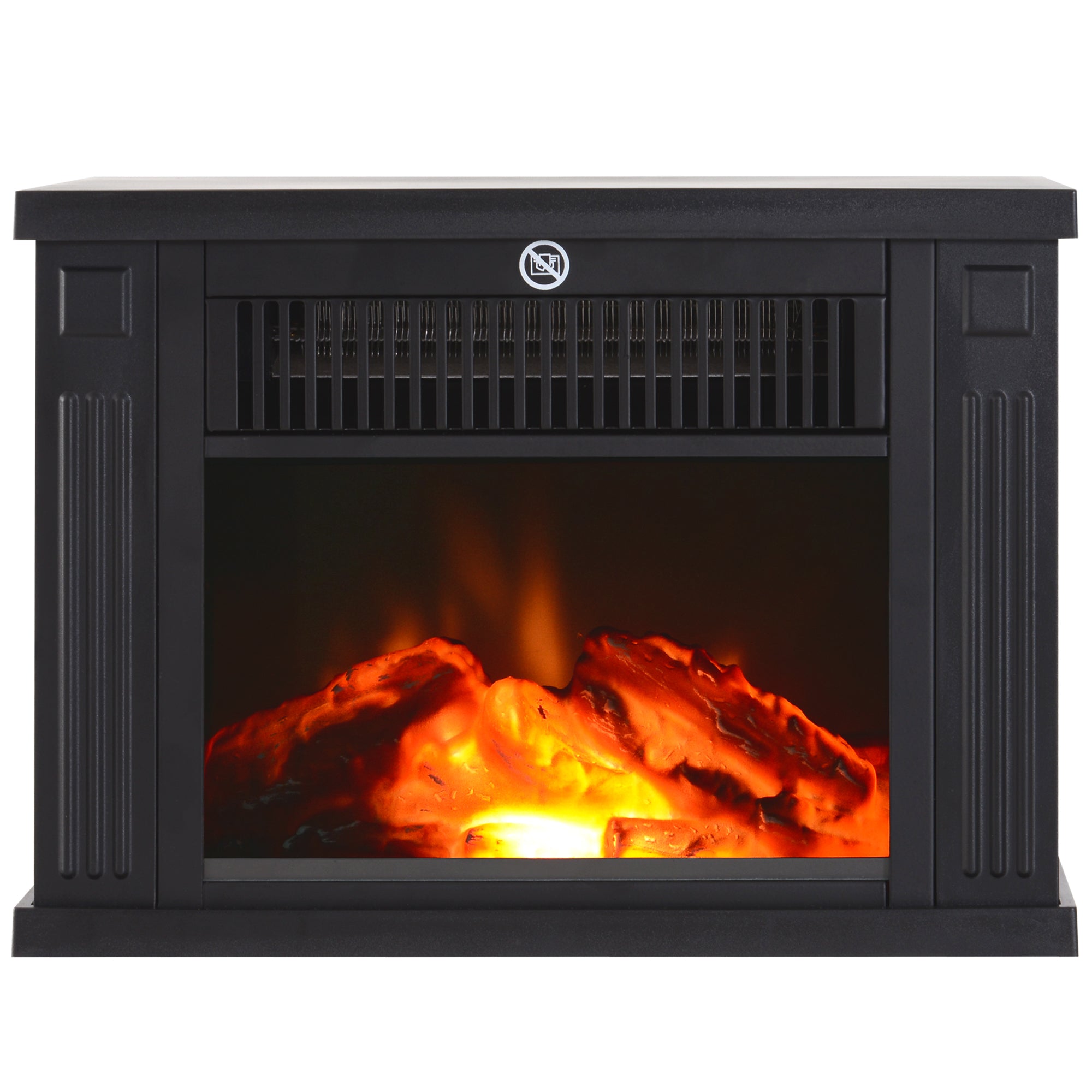 Cheminée électrique à Effet de Flamme poêle Style Contemporain Thermostat 600-1200 W Noir