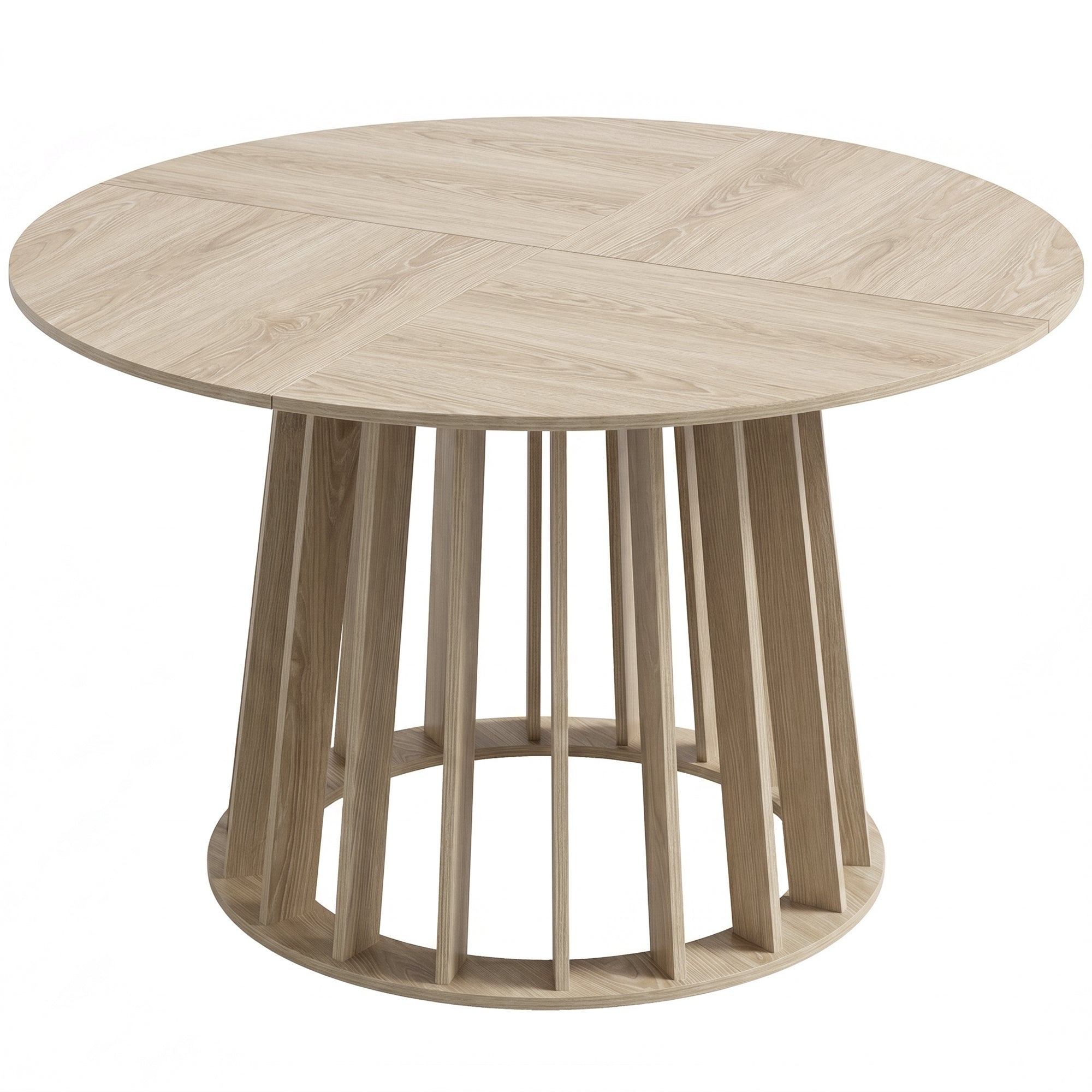 Table à Manger Ronde pour 4 à 6 Personnes, Ø 120 x 75 cm, Table de Cuisine avec Piétement à Lattes Robuste, Style Moderne, pour Salle à Manger, Cuisine, Salon, Bois Naturel