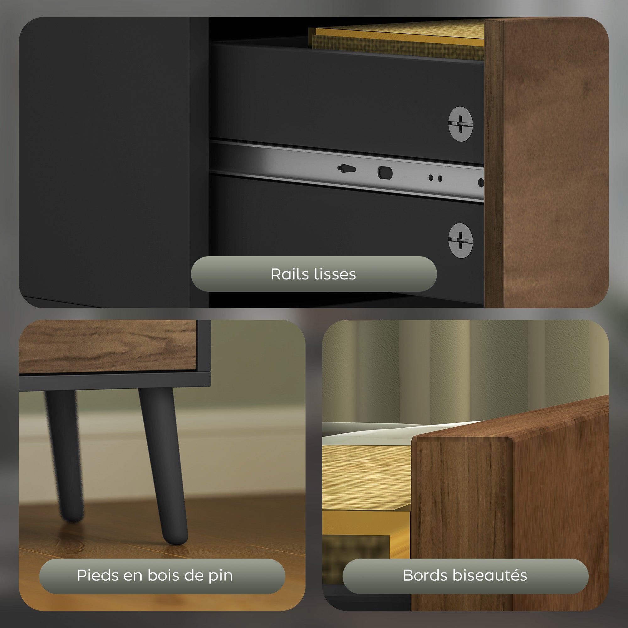 Bibliothèque meuble de rangement étagere à livres avec 4 compartiments ouverts et 2 tiroirs, étagère de rangement pour salon, chambre, bureau, 60 x 30 x 179 cm, gris