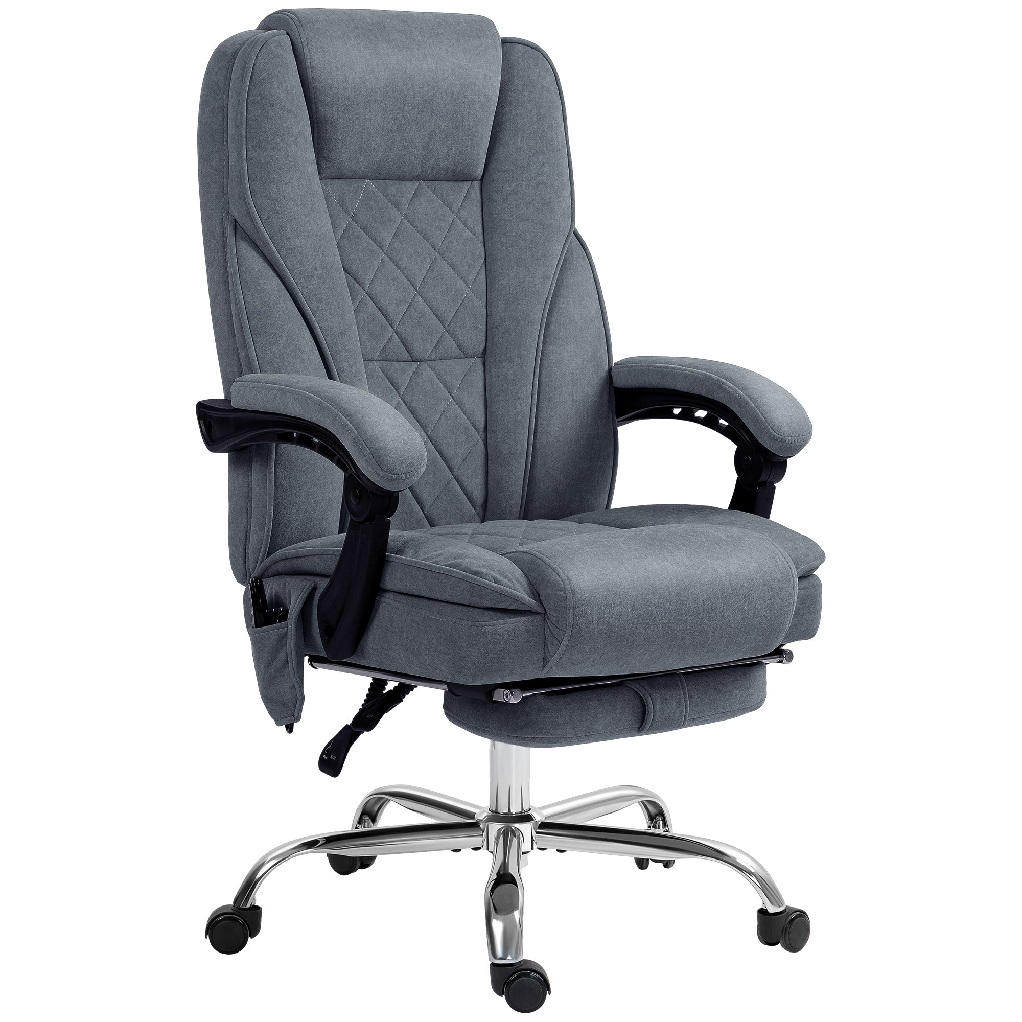 Fauteuil de bureau massant et chauffant chaise de bureau chaise ergonomique avec hauteur réglable dossier inclinable télécommande filaire repose-pieds rétractable et pivotant 360° gris