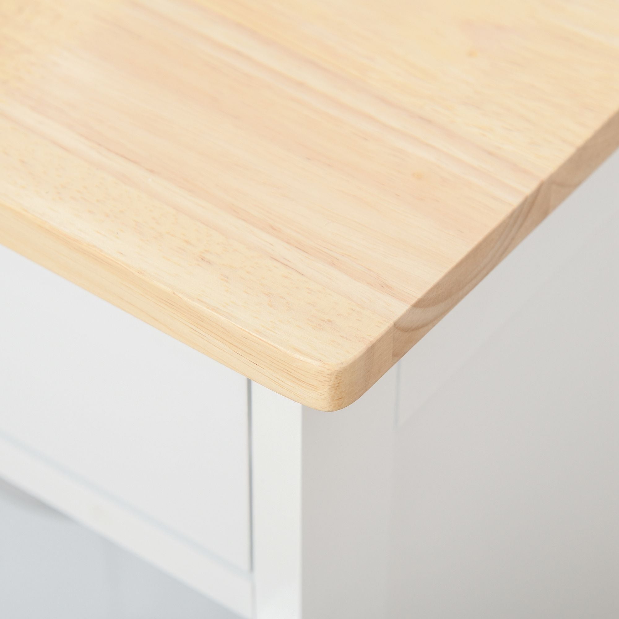 Desserte de cuisine multi rangements 2 placards tiroir casier 9 bouteilles MDF blanc plateau bois caoutchouc