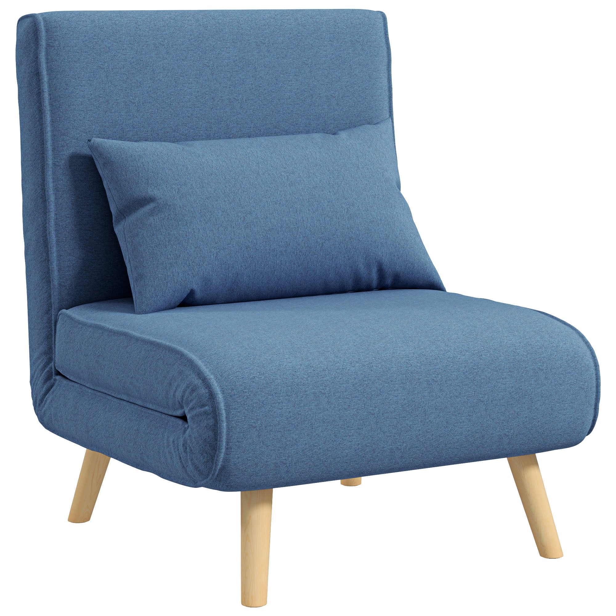 3 en 1 fauteuil convertible 1 place, fauteuil lit et chauffeuse - dossier inclinable 5 niveaux et oreiller inclus, siège rembourré - pour bureau, salon, chambre à coucher, bleu