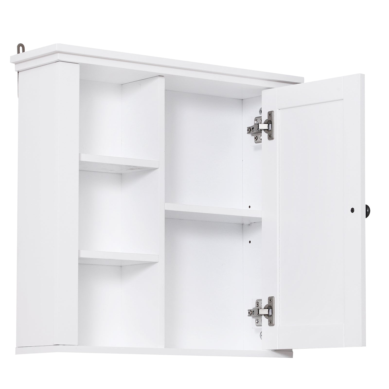 Armoire Murale de Salle de Bain Meuble Suspendu WC Placard 1 Porte 3 niches dim. 53L x 14,5l x 50,5H cm en bois Blanc