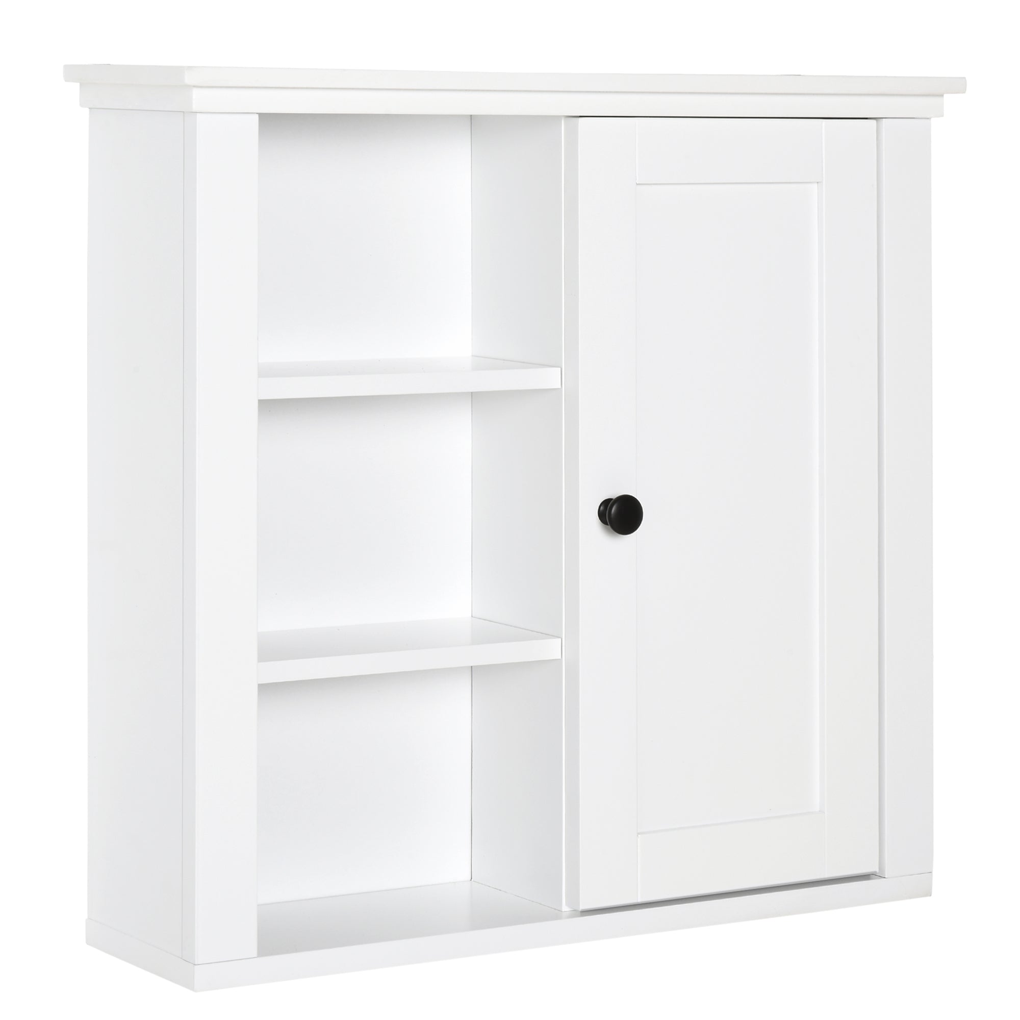 Armoire Murale de Salle de Bain Meuble Suspendu WC Placard 1 Porte 3 niches dim. 53L x 14,5l x 50,5H cm en bois Blanc