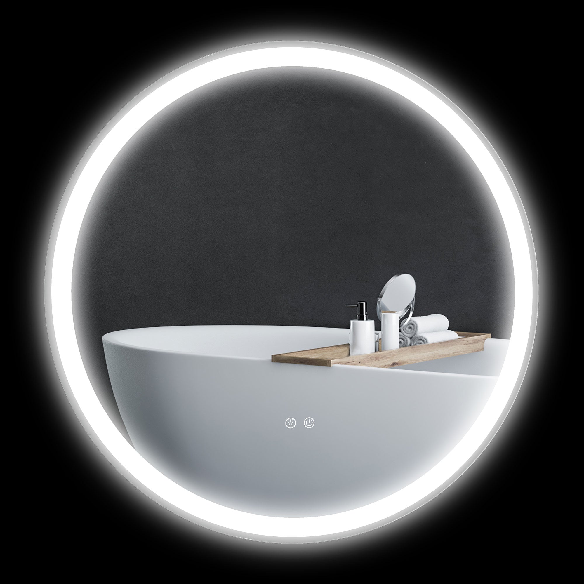 Miroir salle de bain avec éclairage Ø 80 cm miroir rond lumineux 3 couleurs interrupteur tactile système antibuée 46W blanc argent