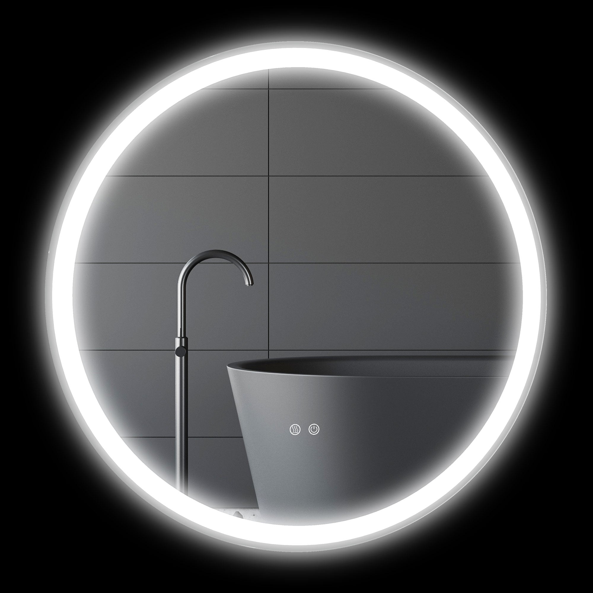 Miroir salle de bain avec éclairage Ø 80 cm miroir rond lumineux 3 couleurs interrupteur tactile système antibuée 46W blanc argent