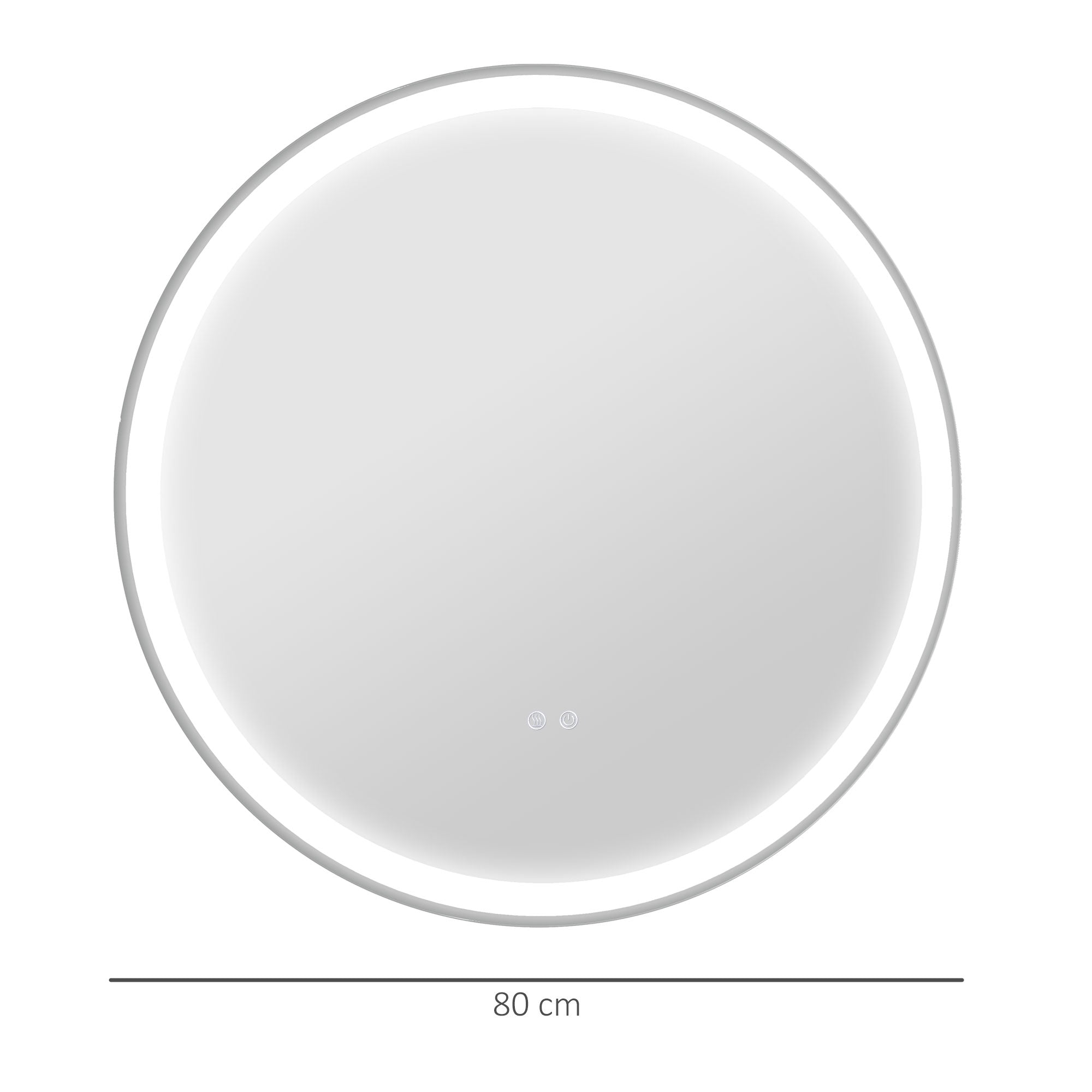 Miroir salle de bain avec éclairage Ø 80 cm miroir rond lumineux 3 couleurs interrupteur tactile système antibuée 46W blanc argent