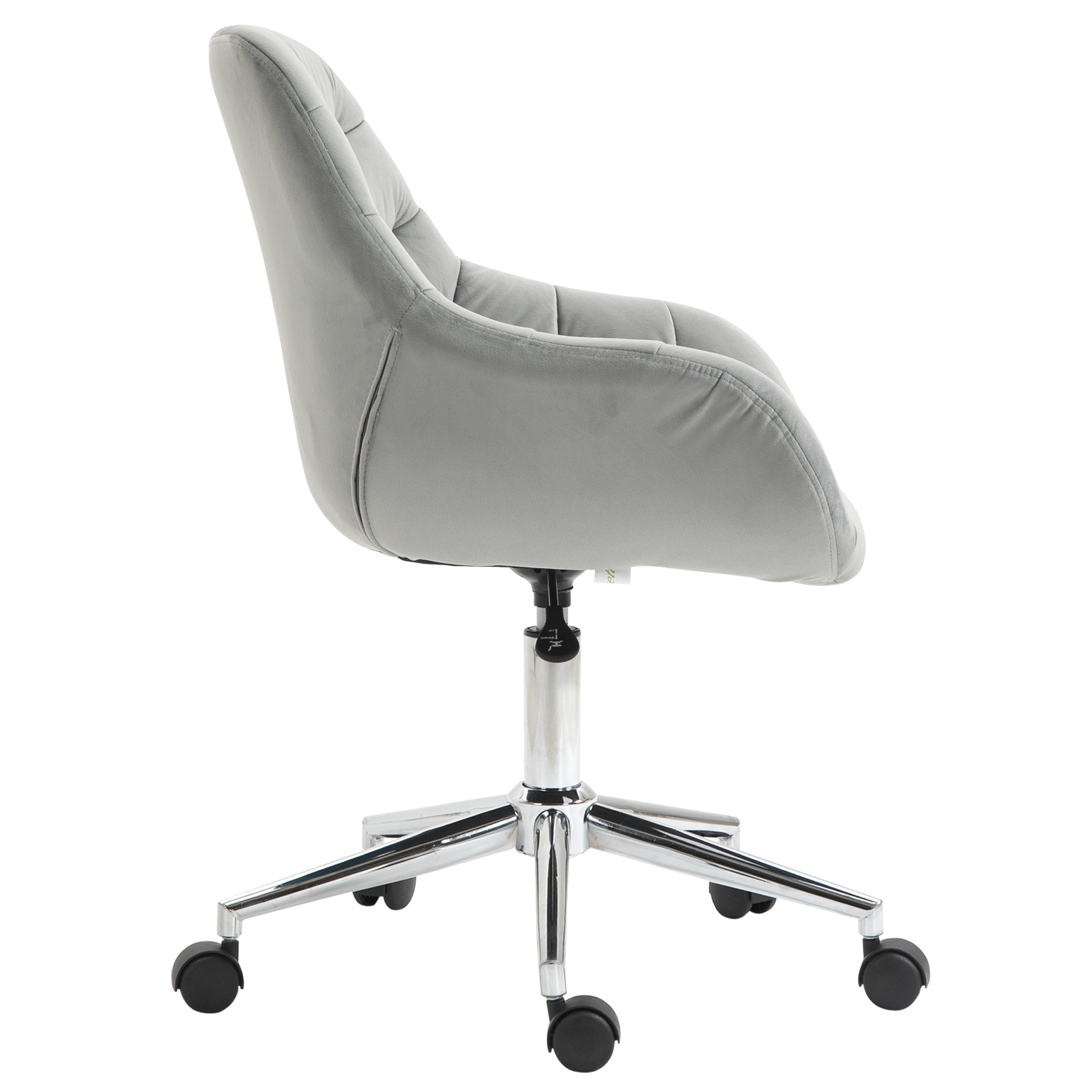 Chaise de bureau design contemporain pivotante 360° ergonomique hauteur réglable revêtement capitonné velours grand confort 59 x 58 x 90 cm gris