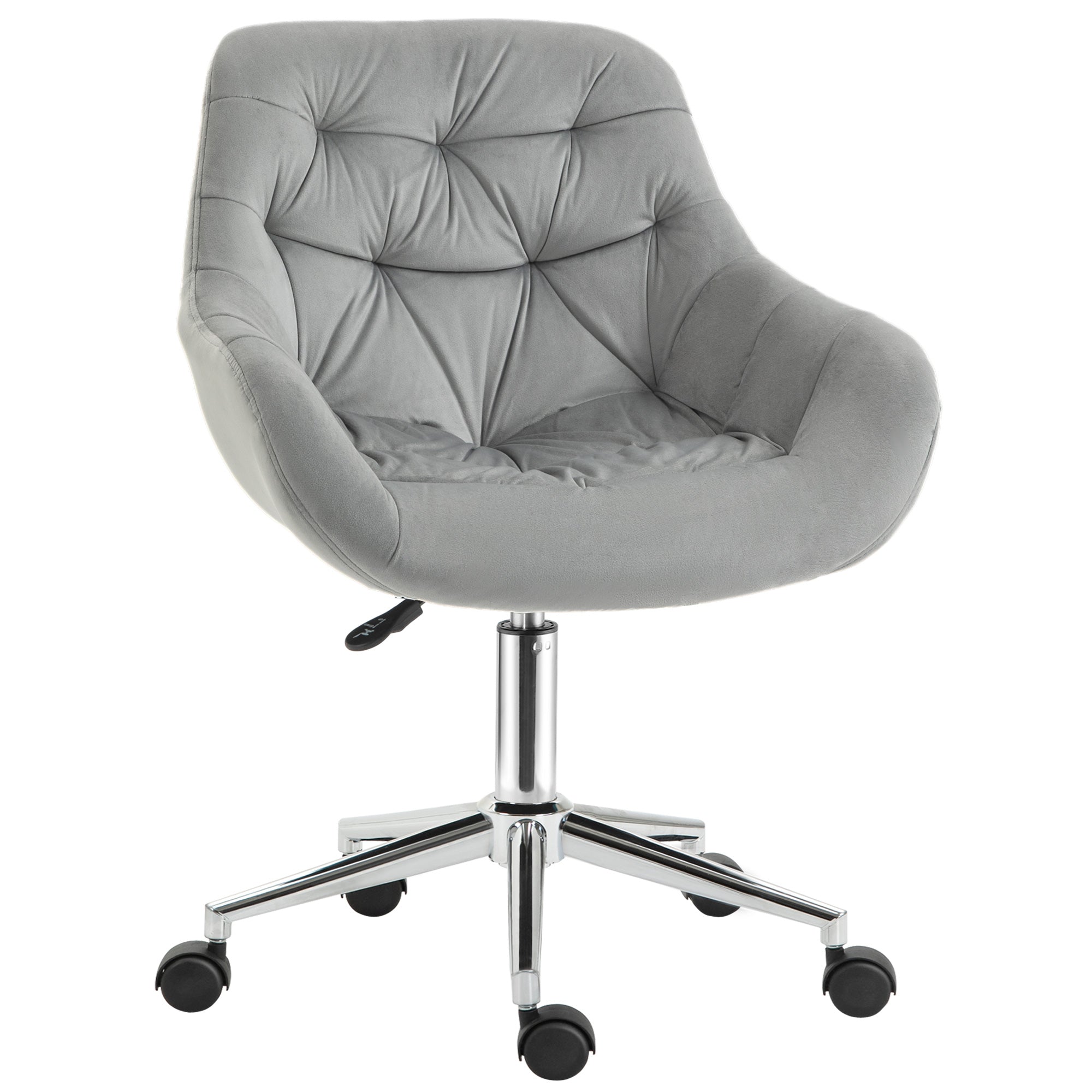 Chaise de bureau design contemporain pivotante 360° ergonomique hauteur réglable revêtement capitonné velours grand confort 59 x 58 x 90 cm gris