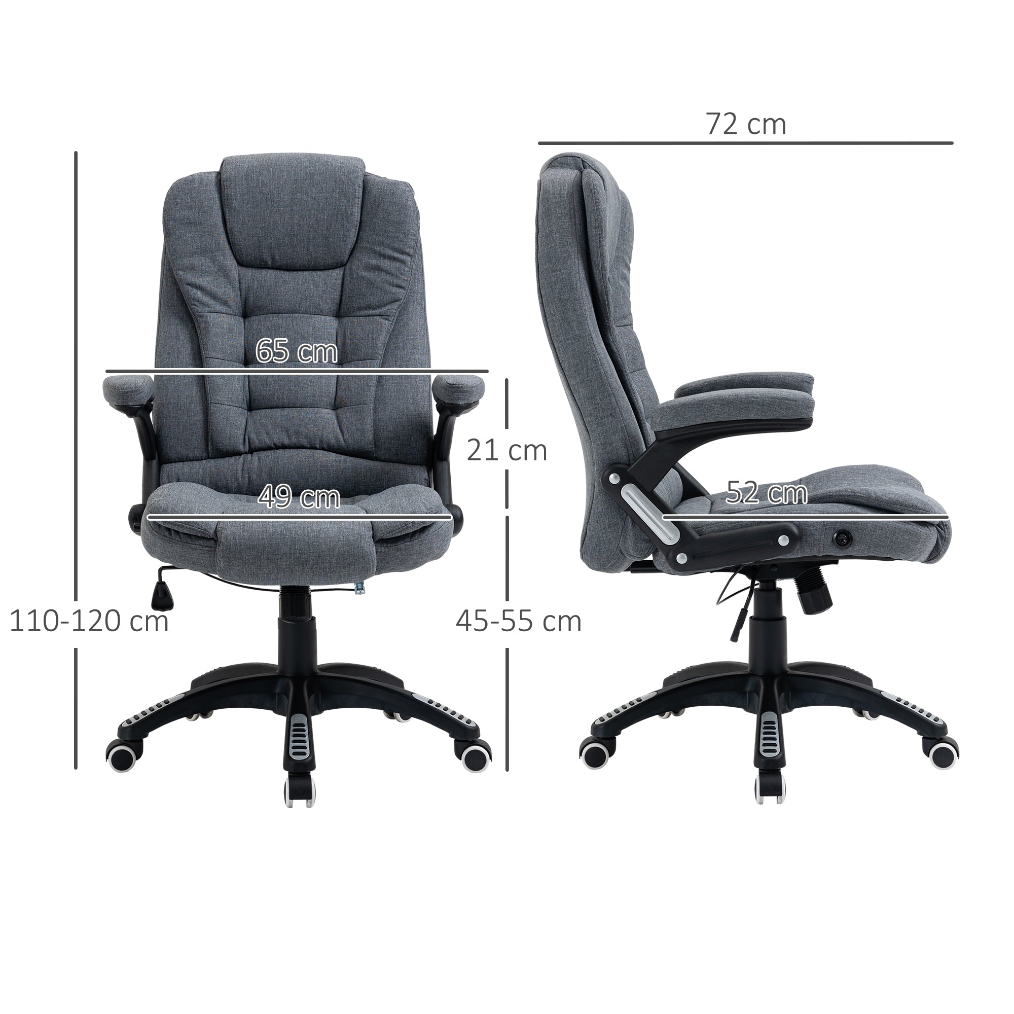 Fauteuil de bureau chaise pour ordinateur ergonomique dossier inclinable assise pivotant hauteur réglable accoudoir rembourré gris