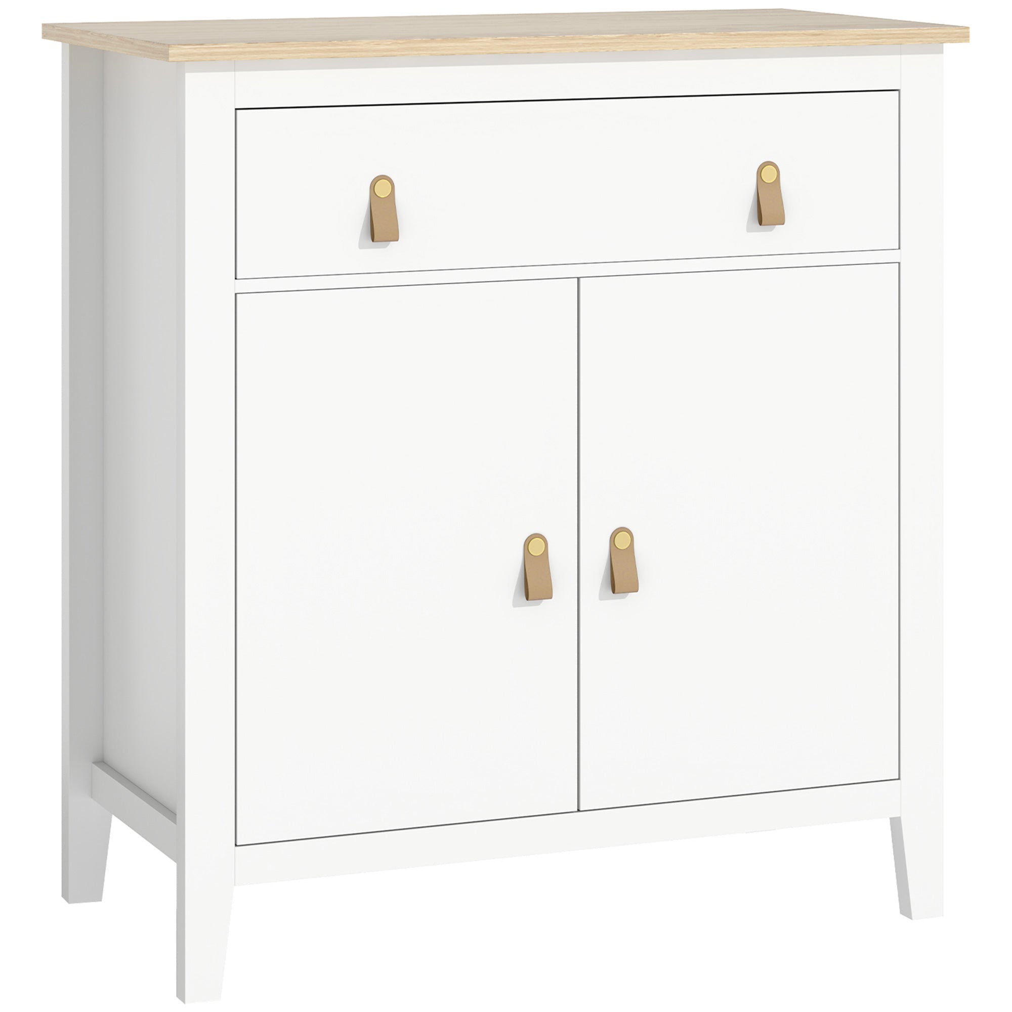 Buffet salon meuble de rangement style moderne avec placard à 2 portes, tiroir et étagère réglable - buffet salle à manger et salon, 80 x 40 x 90 cm, blanc