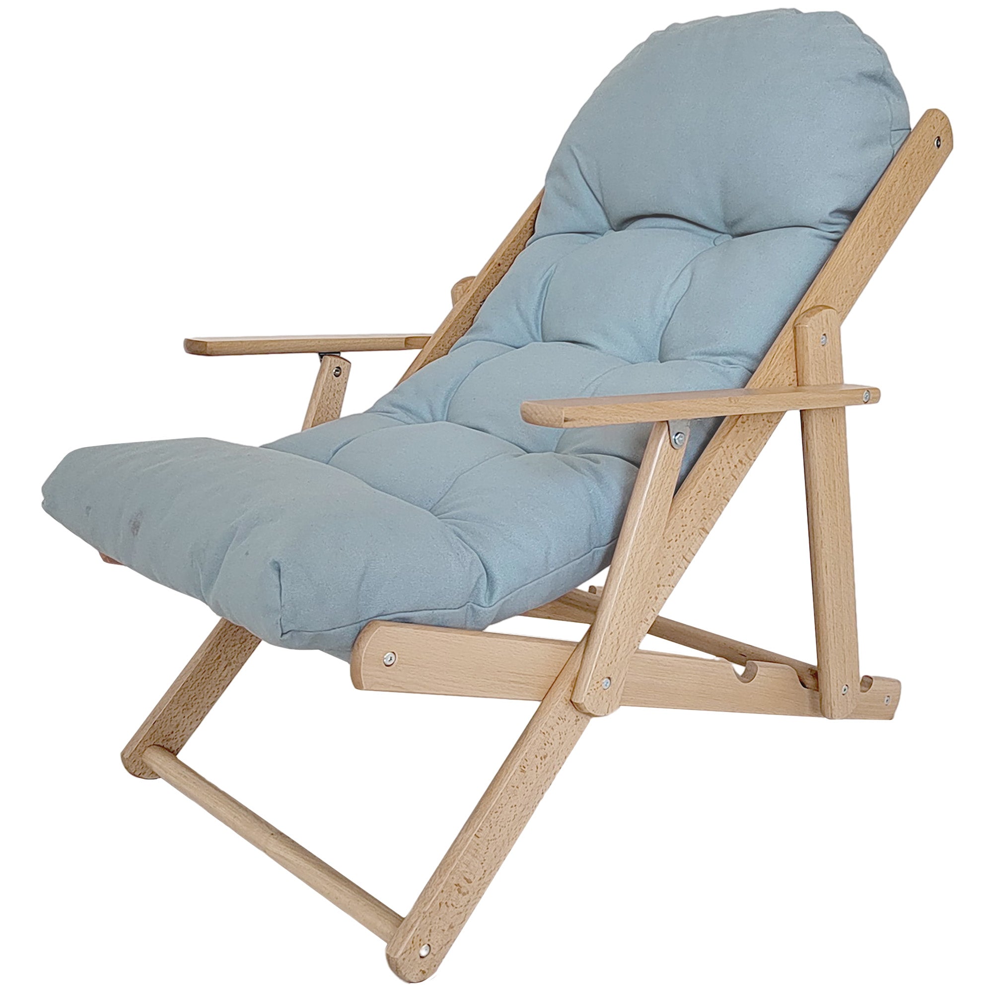 Fauteuil Chaise de Salon Pliable et inclinable en Bois Fauteuil Relax Confortable avec Coussin capitonné épais - 71 x 89 x 96 cm gris