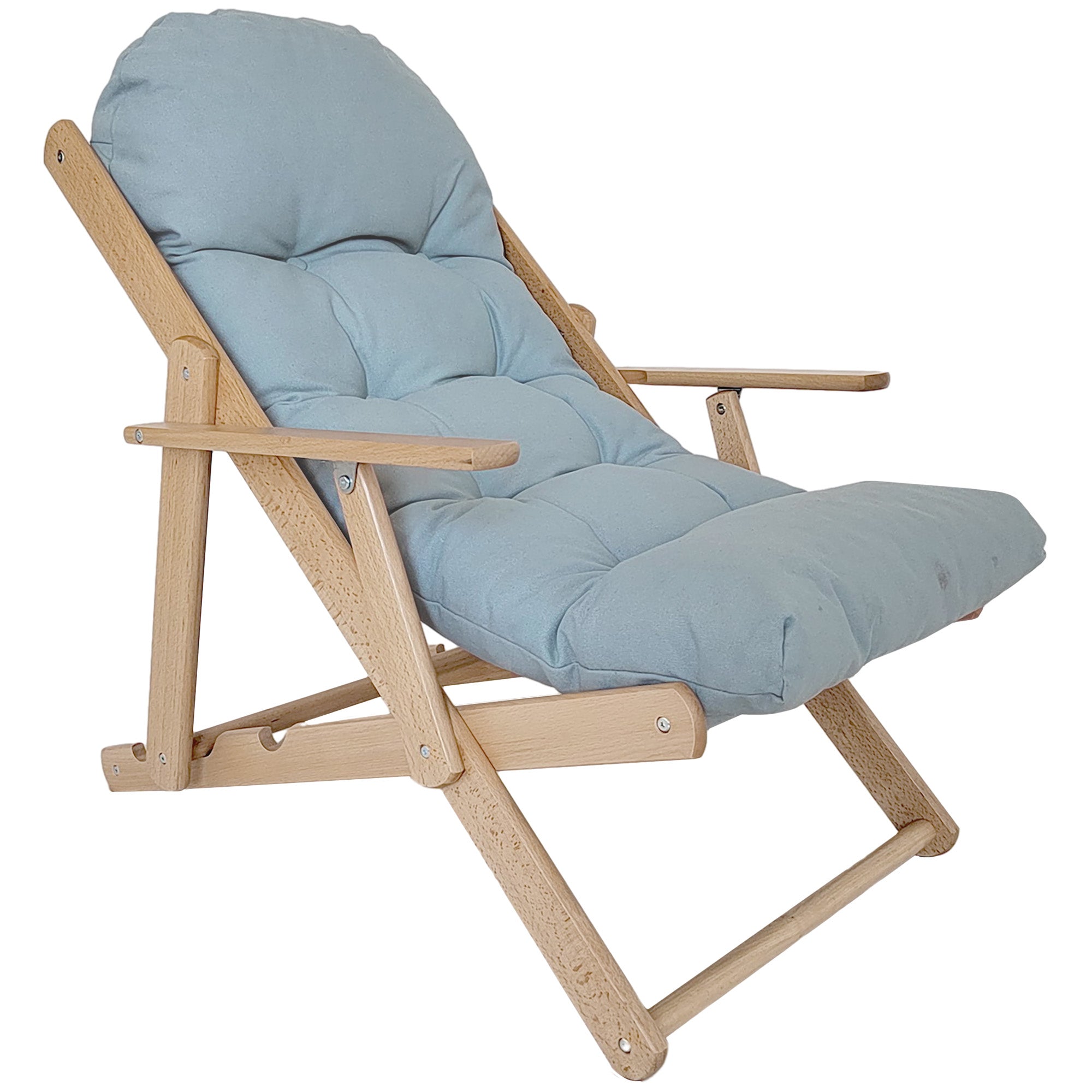 Fauteuil Chaise de Salon Pliable et inclinable en Bois Fauteuil Relax Confortable avec Coussin capitonné épais - 71 x 89 x 96 cm gris