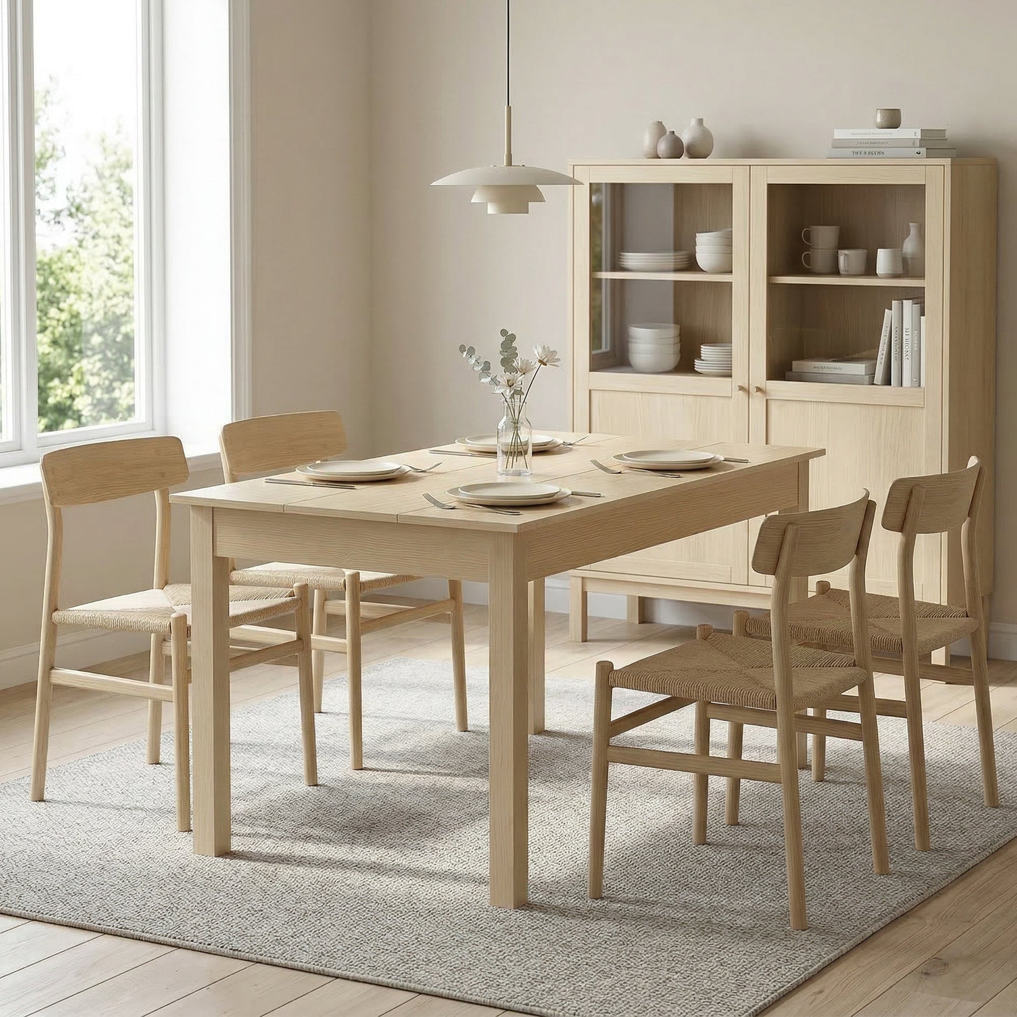Table de salle à manger design moderne bicolore avec grand plateau 4-6 personnes en bois dim. 119L x 70l x 75H cm - en bois