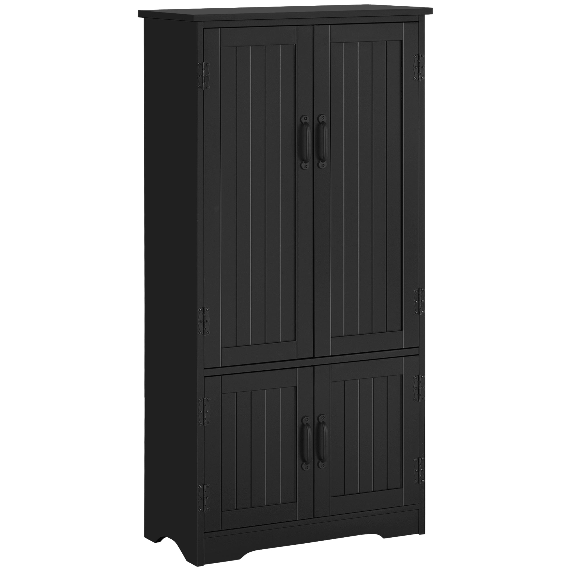 Buffet de cuisine armoire de cuisine contemporaine multi-rangements 2 placards 3 étagères MDF panneaux particules noir