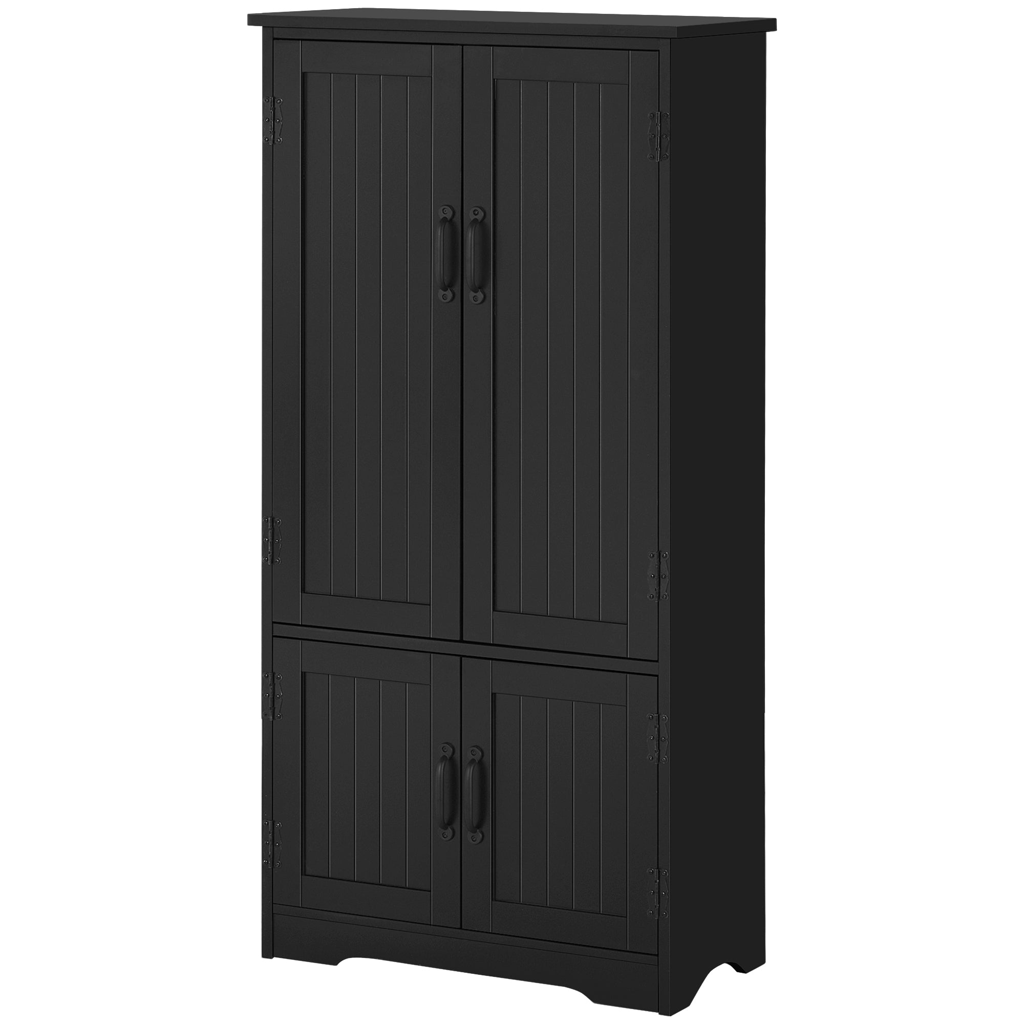 Buffet de cuisine armoire de cuisine contemporaine multi-rangements 2 placards 3 étagères MDF panneaux particules noir