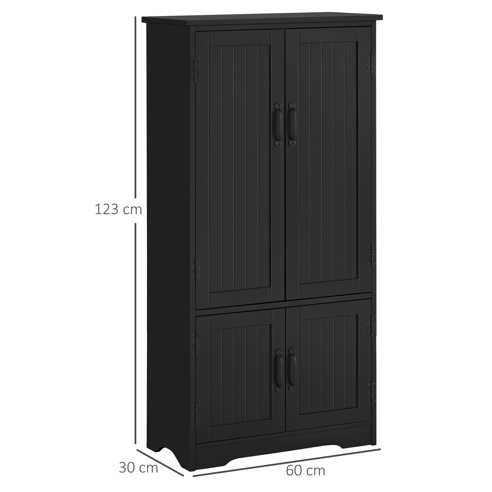 Buffet de cuisine armoire de cuisine contemporaine multi-rangements 2 placards 3 étagères MDF panneaux particules noir
