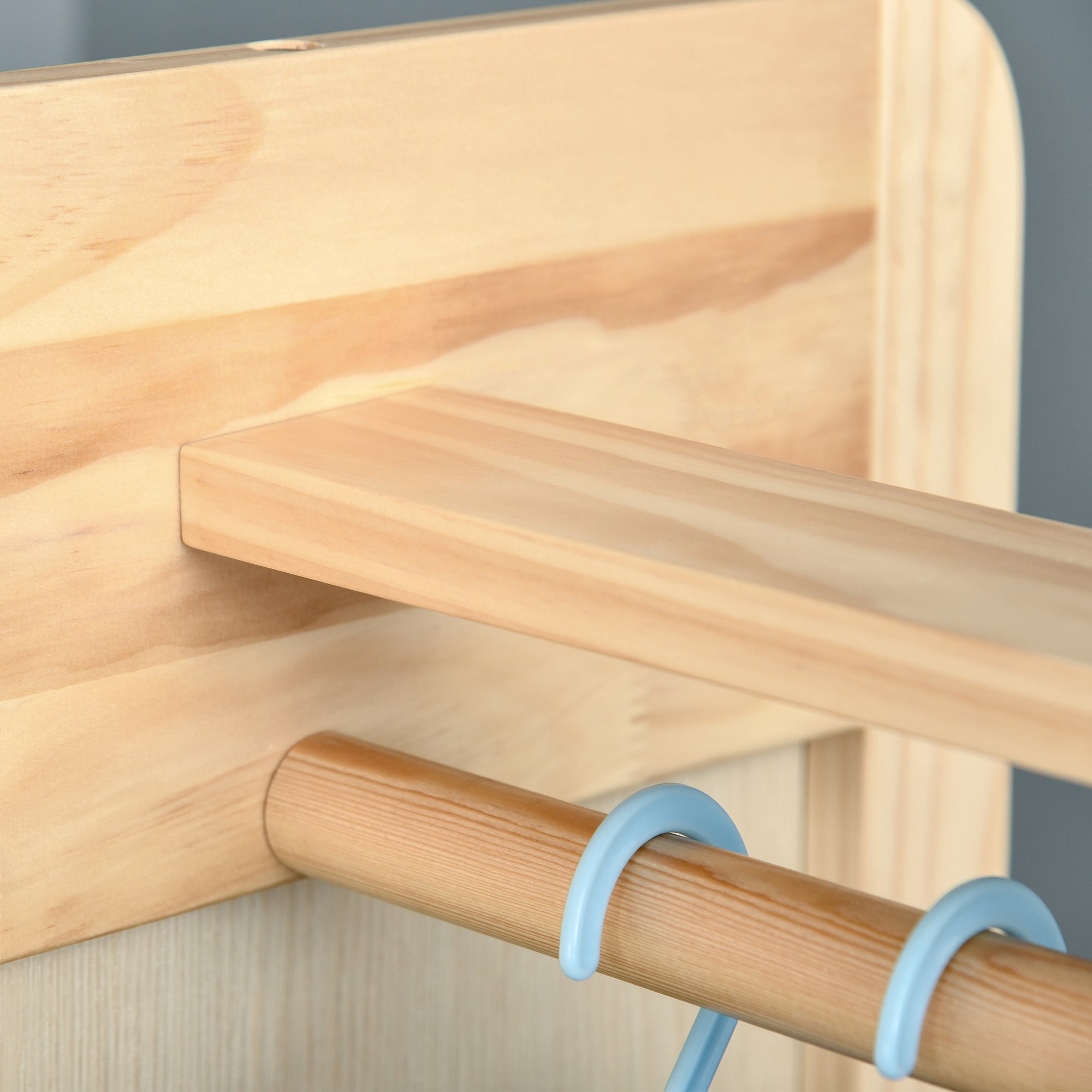 Miroir sur Pied avec roulettes - Portant, 4 patères étagère MDF Aspect Bois Clair