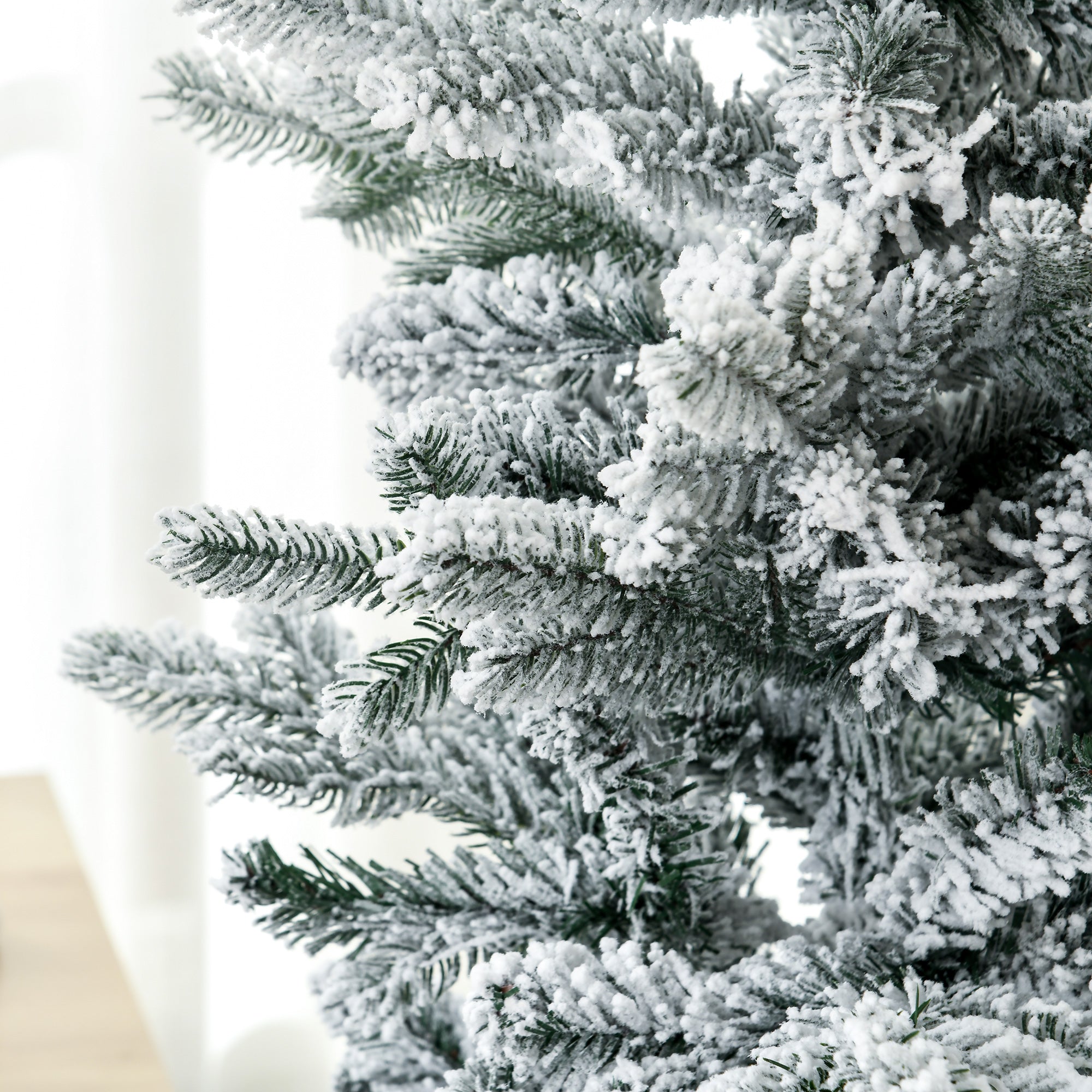 Sapin de Noël artificiel 135 cm, pin naturel enneigé, 267 branches de neige, ouverture automatique, base en acier, vert