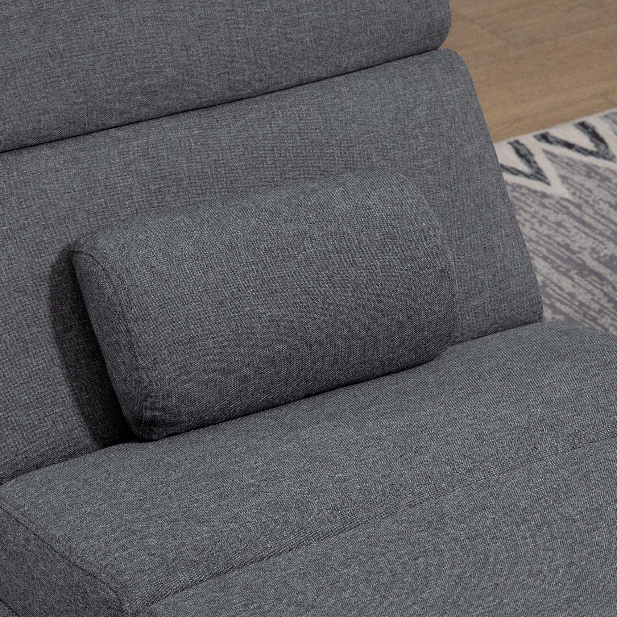 Fauteuil relax salon fauteuil de massage et chauffage meridienne chaise longue d'intérieur, avec télécommande et oreiller, chambre à coucher, salon, tissu effet lin gris