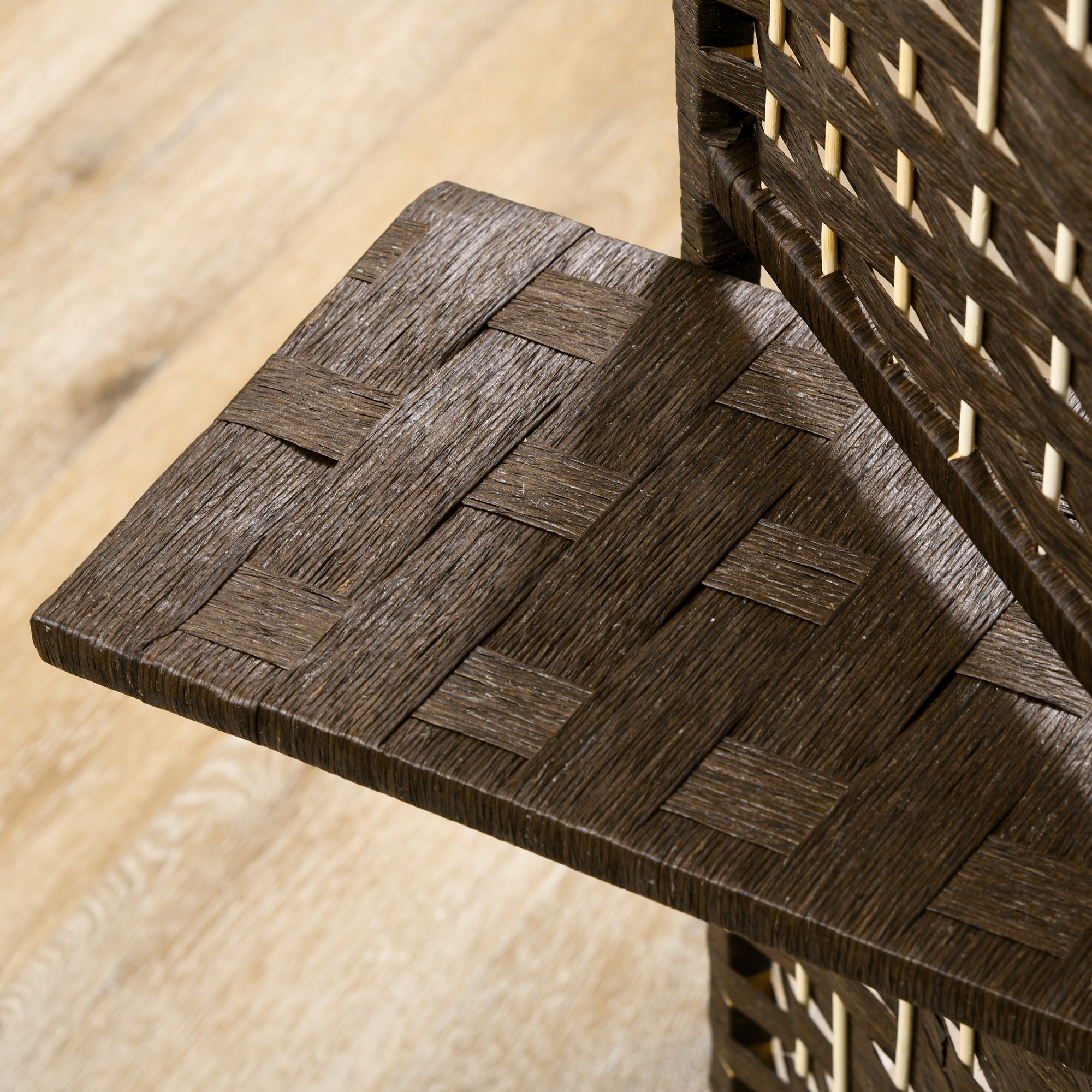 Paravent séparateur de pièce 4 panneaux 160 x170 cm avec 2 étagères, pliable, en bois pour le bureau, salon, chambre, marron