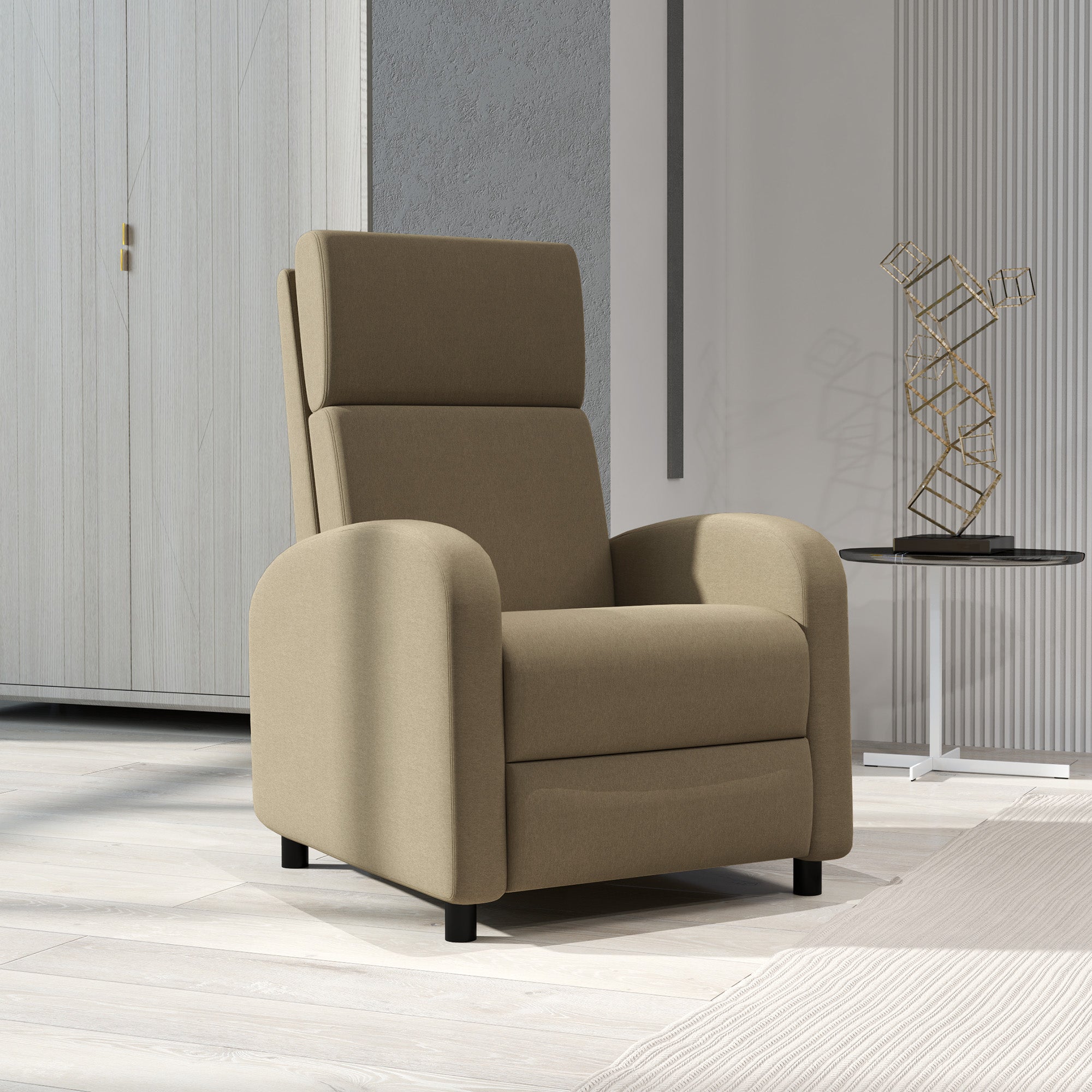 Fauteuil relax fauteuil de relaxation inclinable salon avec avec dossier réglable jusqu'à 160° manuellement, repose-pieds intégré pour salon chambre bureau home cinéma, charge 120 kg, beige