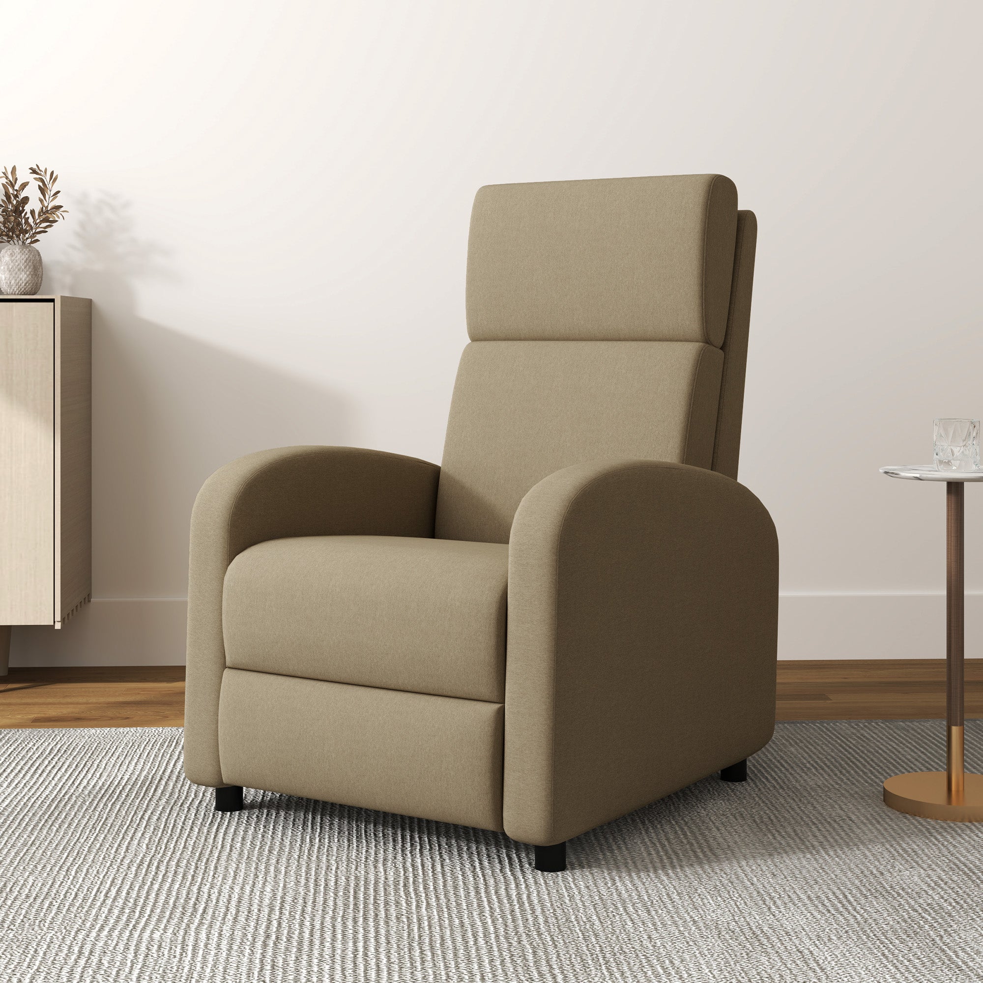 Fauteuil relax fauteuil de relaxation inclinable salon avec avec dossier réglable jusqu'à 160° manuellement, repose-pieds intégré pour salon chambre bureau home cinéma, charge 120 kg, beige