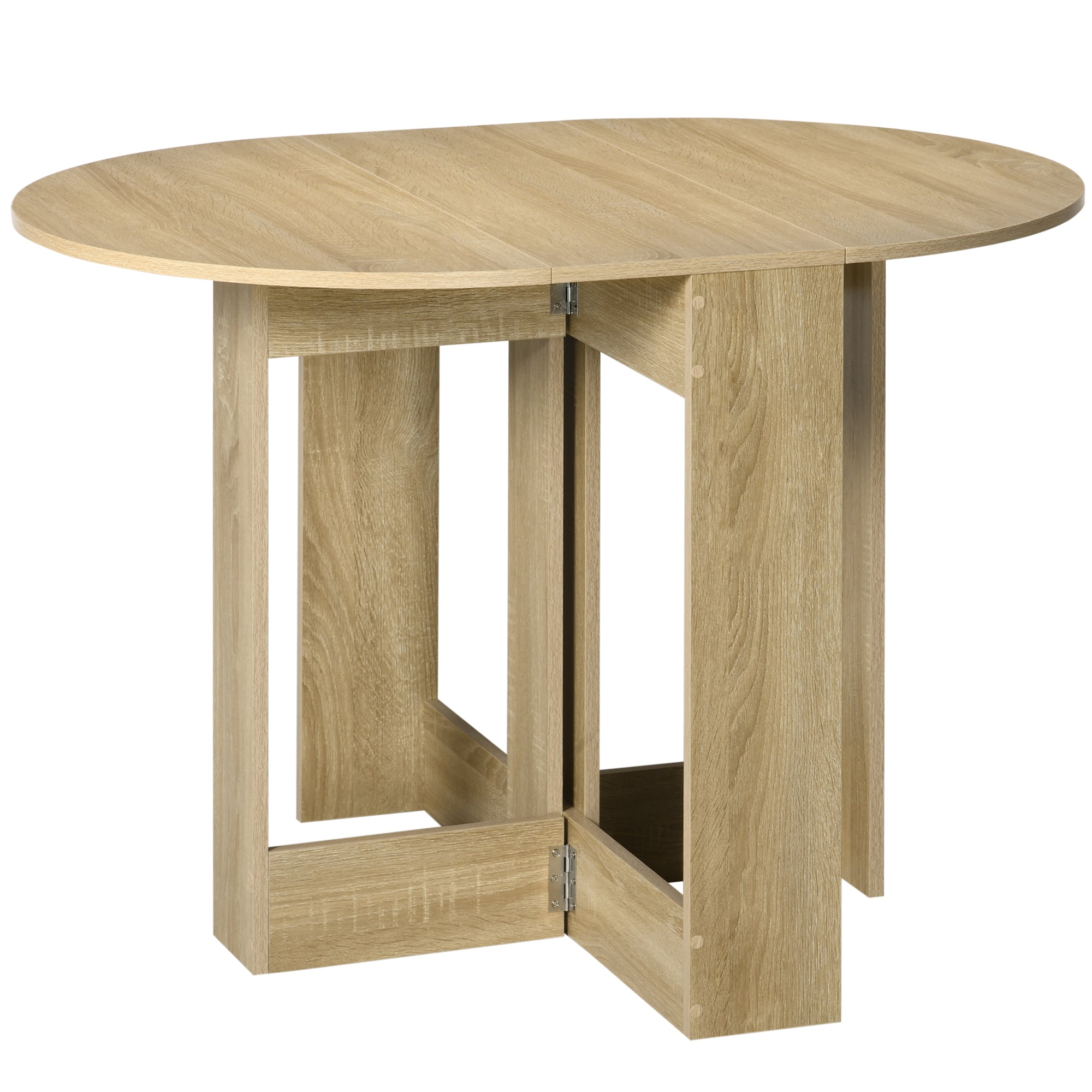Table pliable de cuisine salle à manger 2 abattants - table ovale extensible - en bois chêne