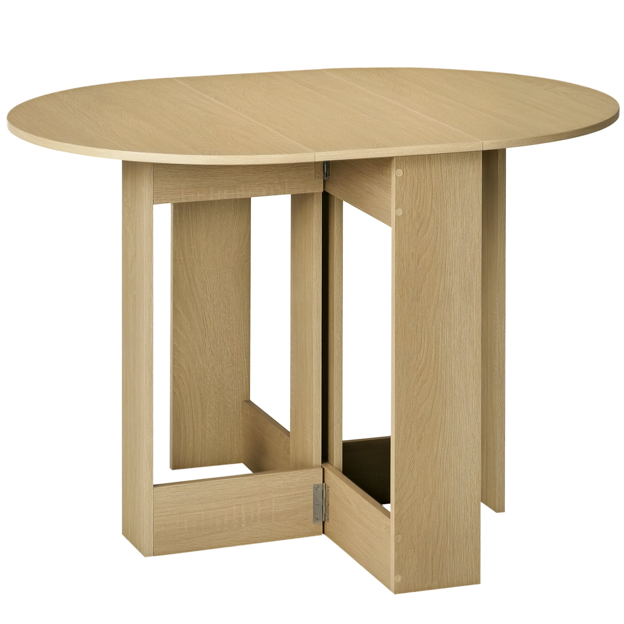 Table pliable de cuisine salle à manger 2 abattants - table ovale extensible - en bois chêne