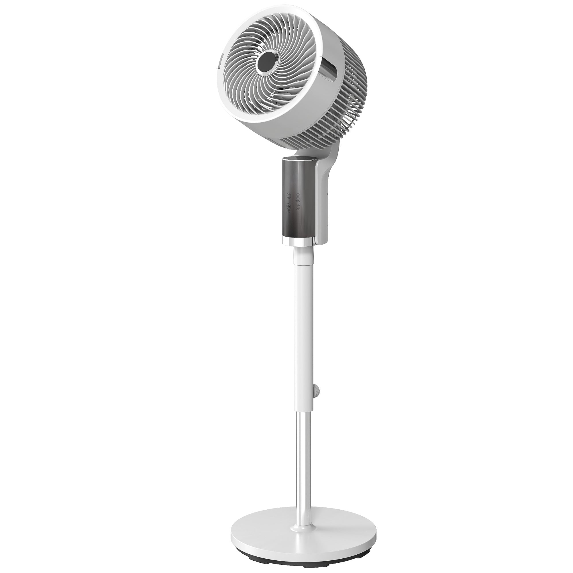 Ventilateur sur pied silencieux 20 dB pour chambre, télécommande, circulateur d'air, oscillation 90°, 8 vitesses, minuterie 12H, lumière LED, hauteur réglable, blanc