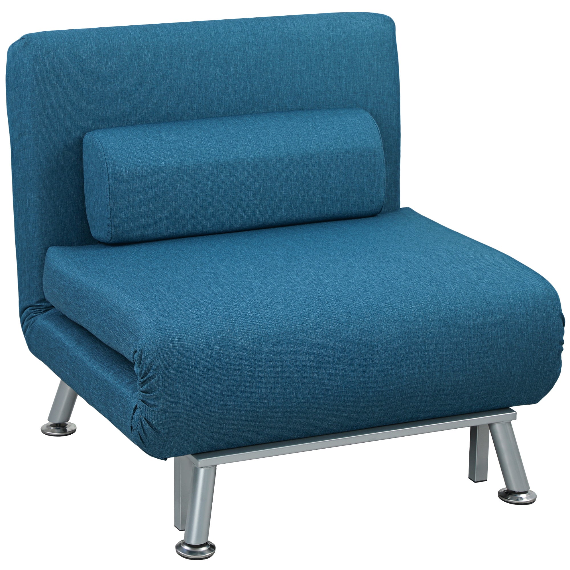 Fauteuil convertible 1 place chauffeuse 3 en 1 fauteuil lit avec dossier réglable en 5 positions, coussin inclus, canapé-lit 1 place pour invités, salon, charge 150 kg bleu