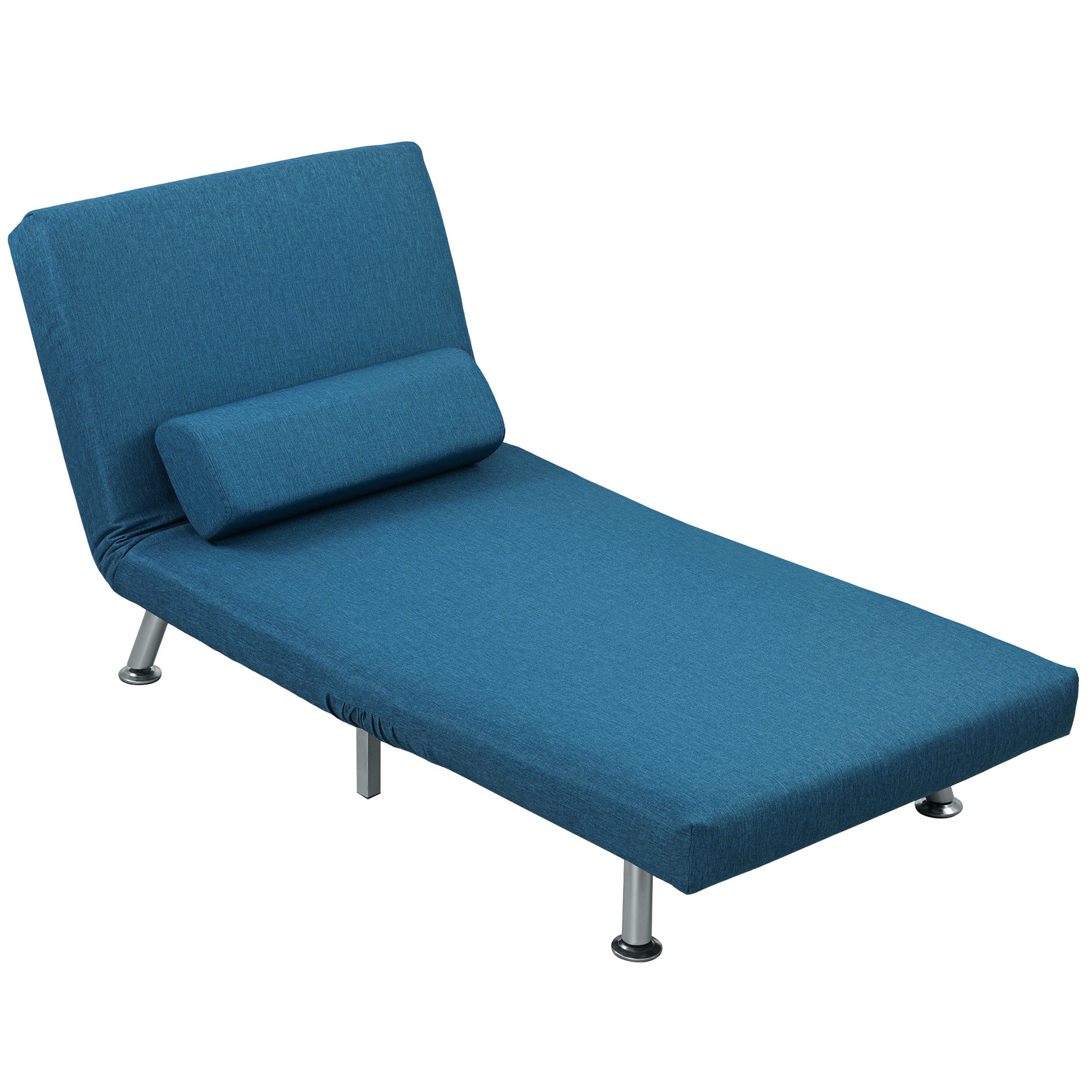 Fauteuil convertible 1 place chauffeuse 3 en 1 fauteuil lit avec dossier réglable en 5 positions, coussin inclus, canapé-lit 1 place pour invités, salon, charge 150 kg bleu