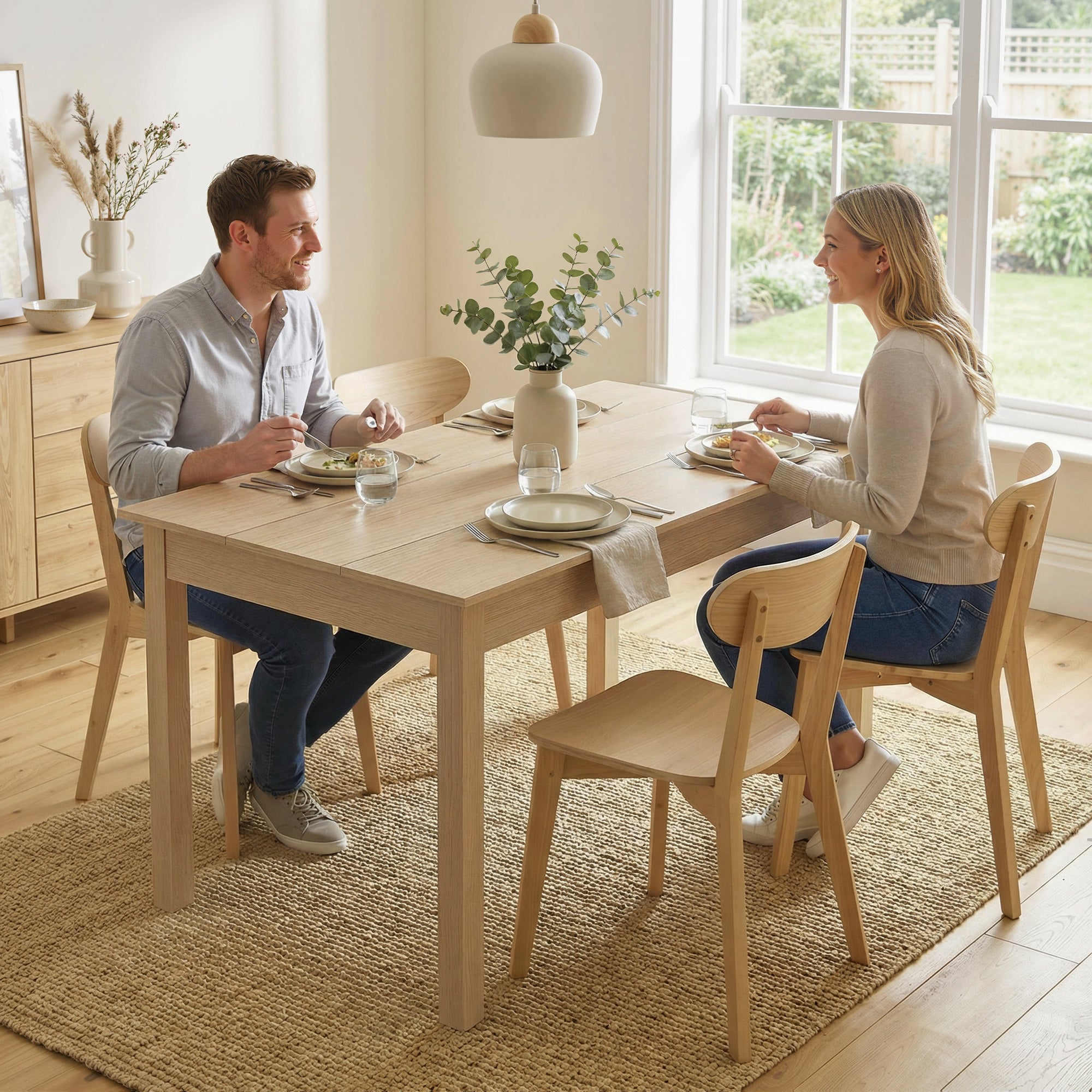 Table de salle à manger design moderne bicolore avec grand plateau 4-6 personnes en bois dim. 119L x 70l x 75H cm - en bois